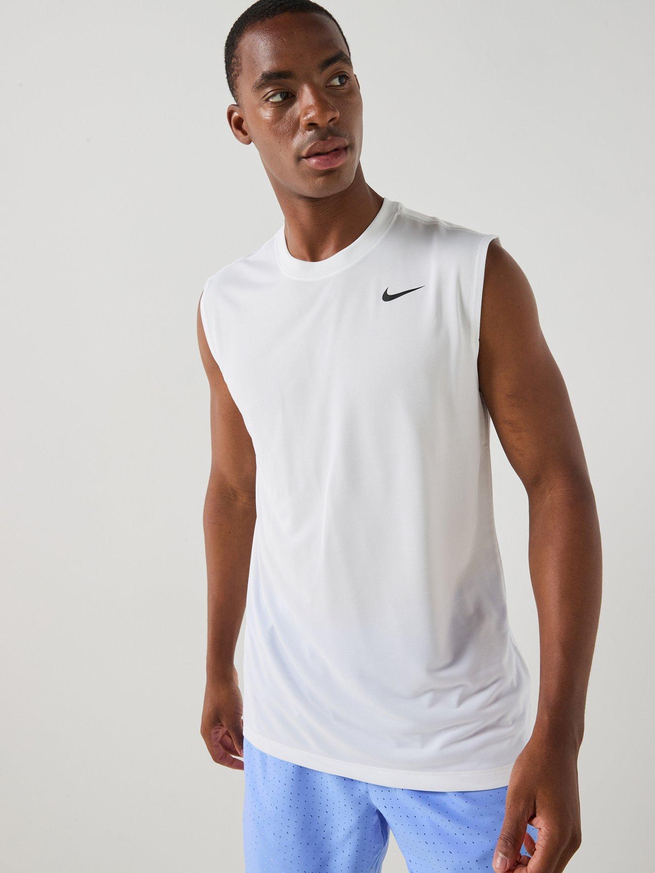 Nike Mens Training Dri-FIT Sleeveless Fitness T-Shirt, White/Black, Size M, Men