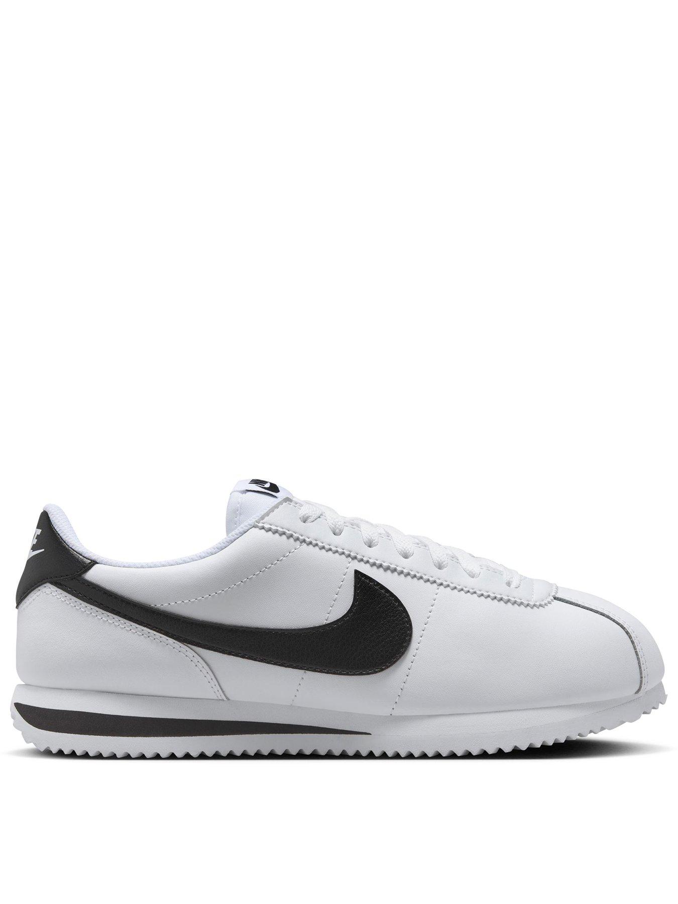 Nike Womens Cortez Leather Trainers, White/Black, Size 7, Women