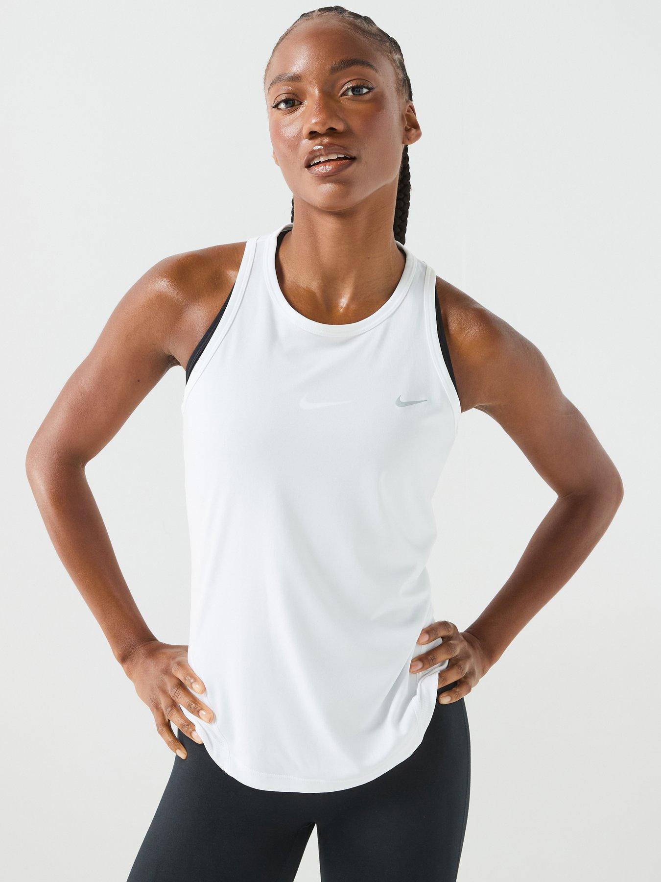 Nike Womens Running Dri-FIT Tank Top, White/Reflective Silv, Size Xs, Women
