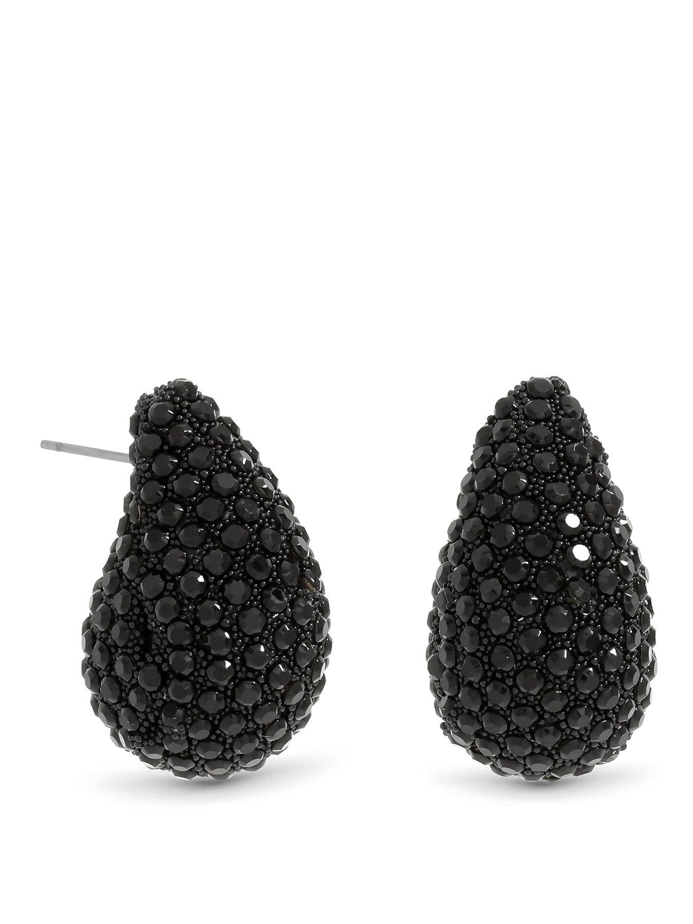 Mood Jet Crystal Dome Stud Earrings