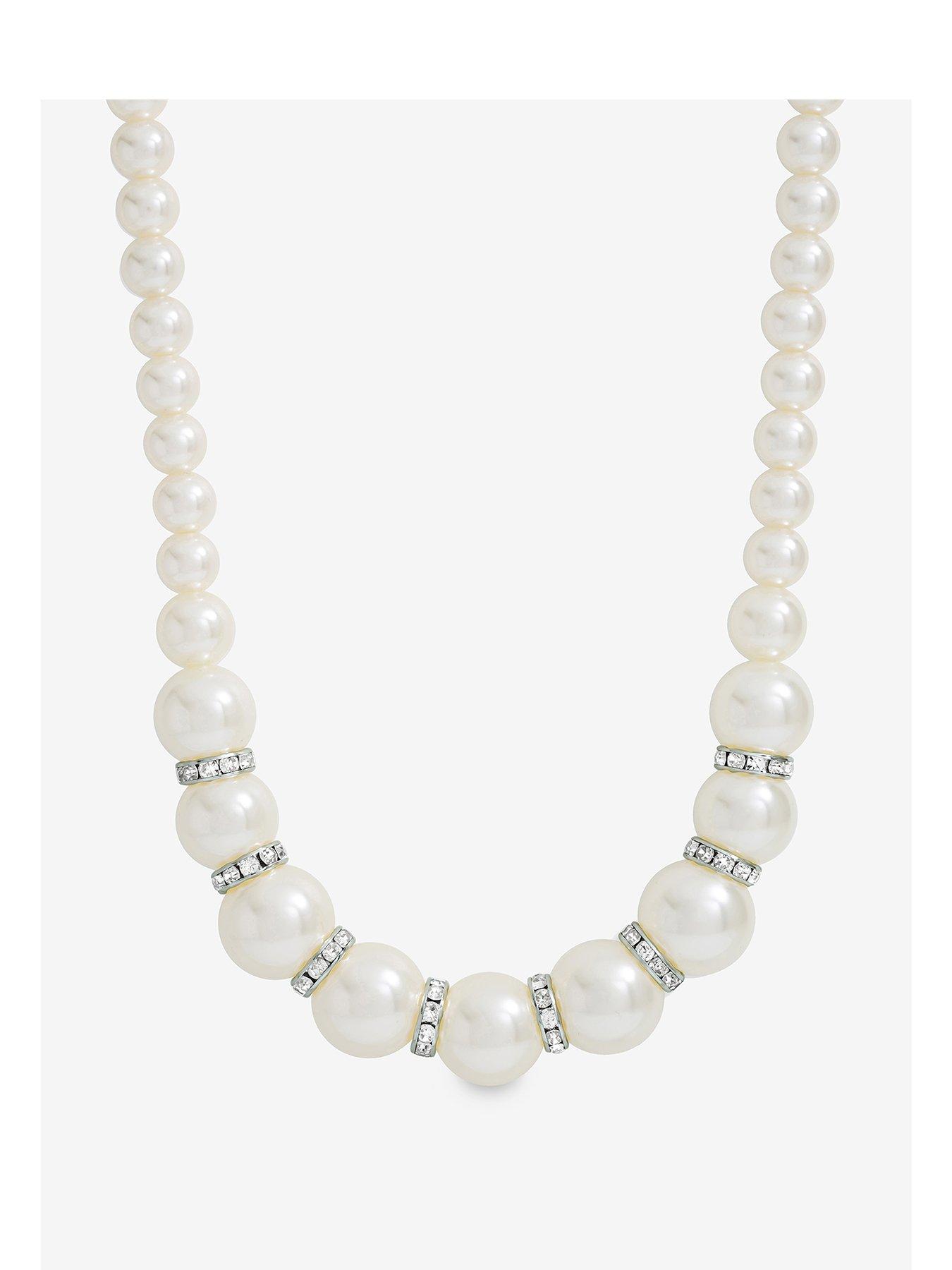 Mood Hematite Crystal  &  Cream Pearl Beaded Necklace
