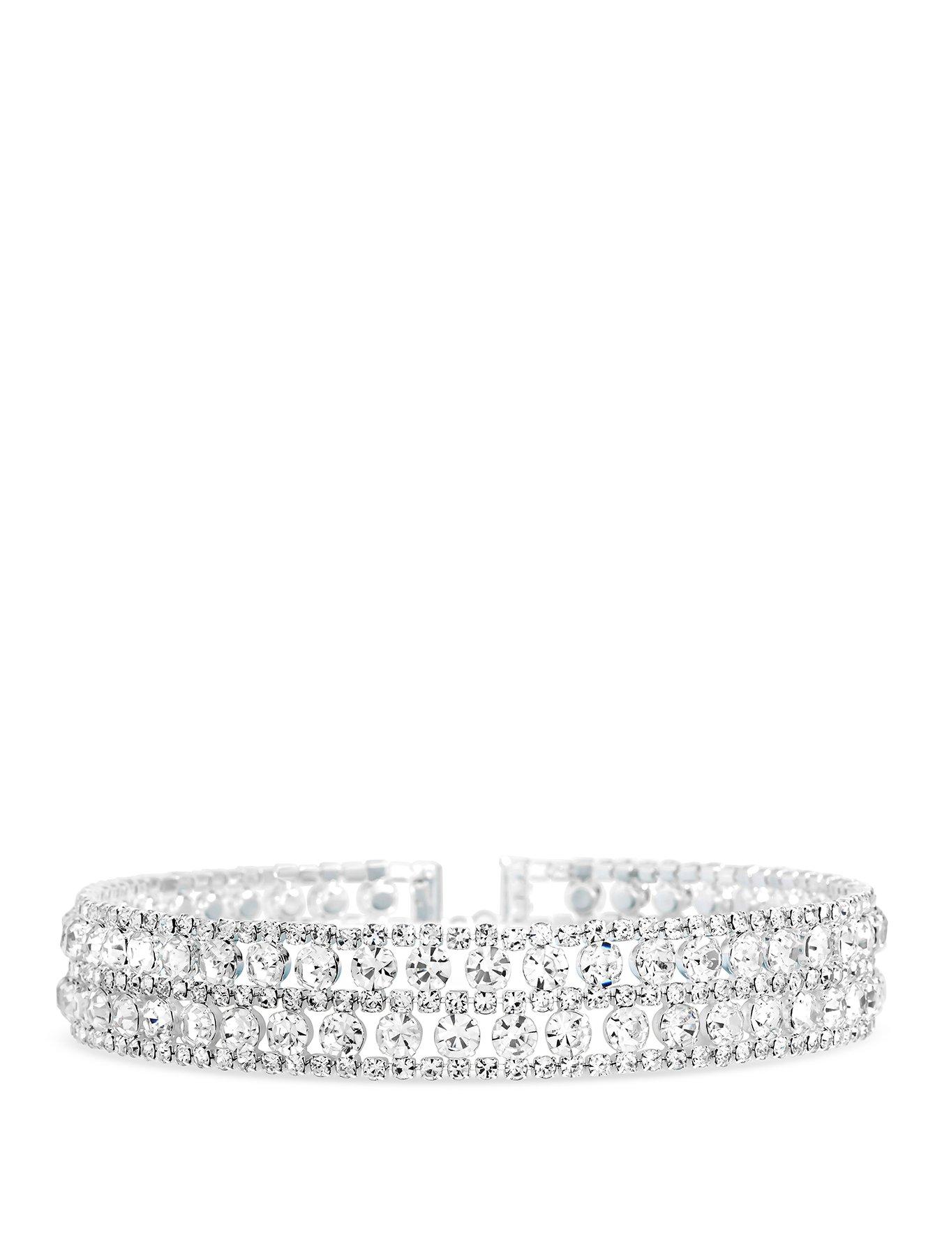 Mood Silver Crystal Mixed Stone Statement Choker
