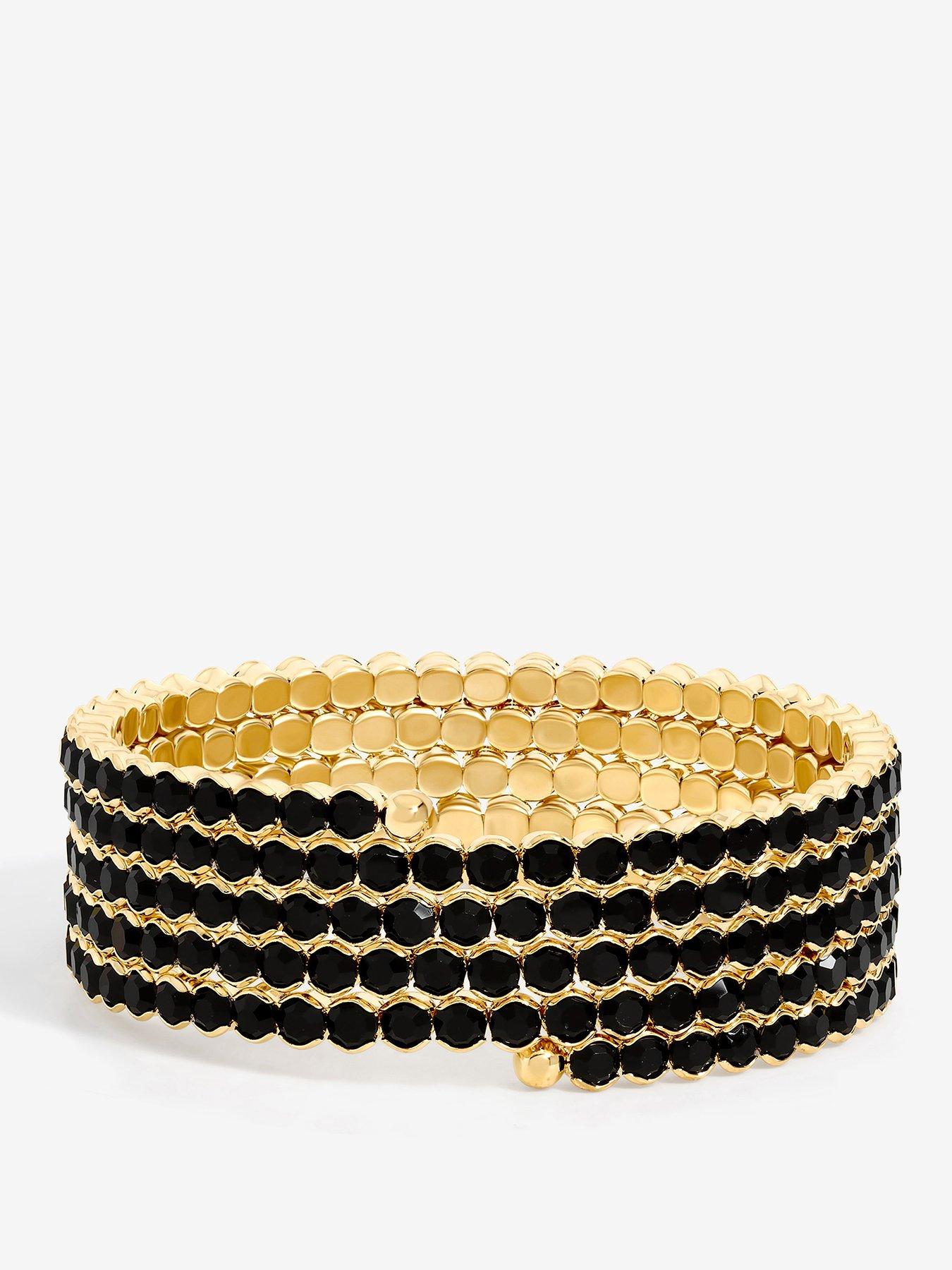 Mood Gold Black Round Wrap Cuff Bracelet
