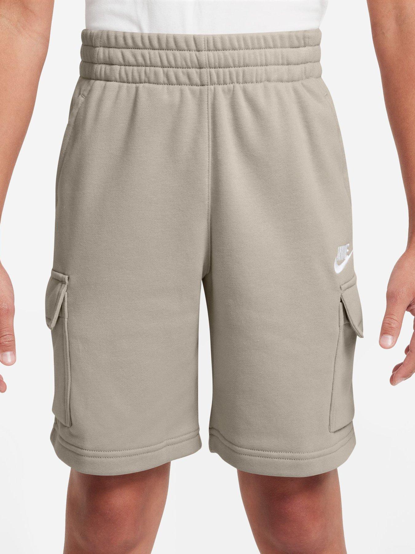 Image 1 of 4 of Nike Older&nbsp;Kids Sportswear Club French Terry Cargo Shorts - Light&nbsp;Brown