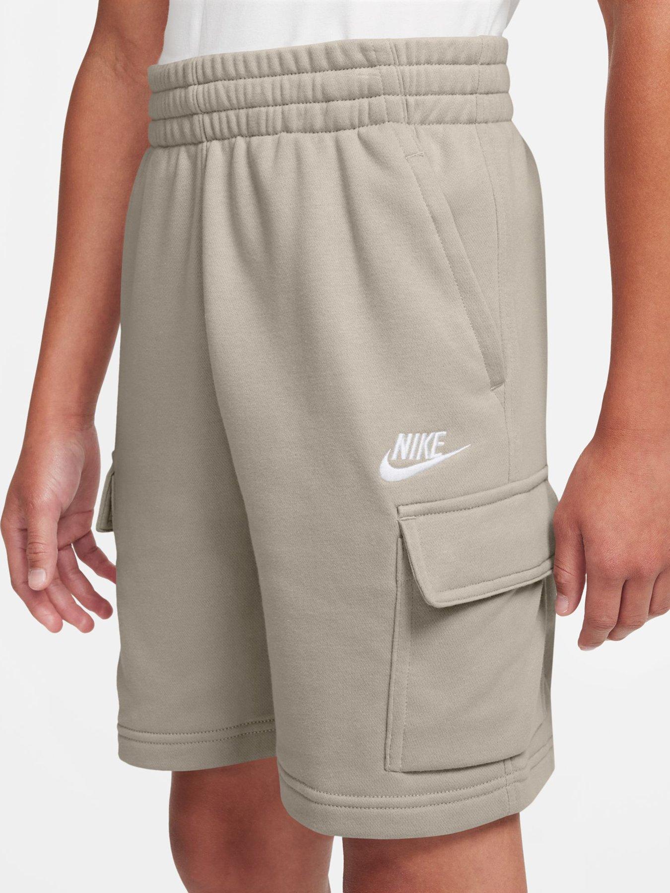 Image 3 of 4 of Nike Older&nbsp;Kids Sportswear Club French Terry Cargo Shorts - Light&nbsp;Brown