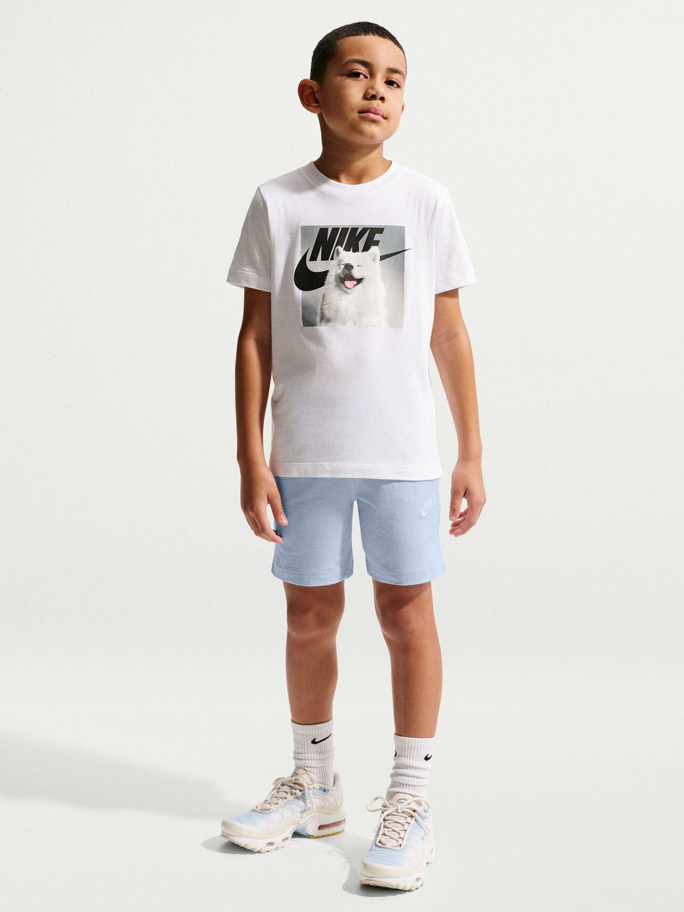 Nike Big Kids Sportswear Club Knit Shorts, Hydrogen Blue/White, Size Xs
