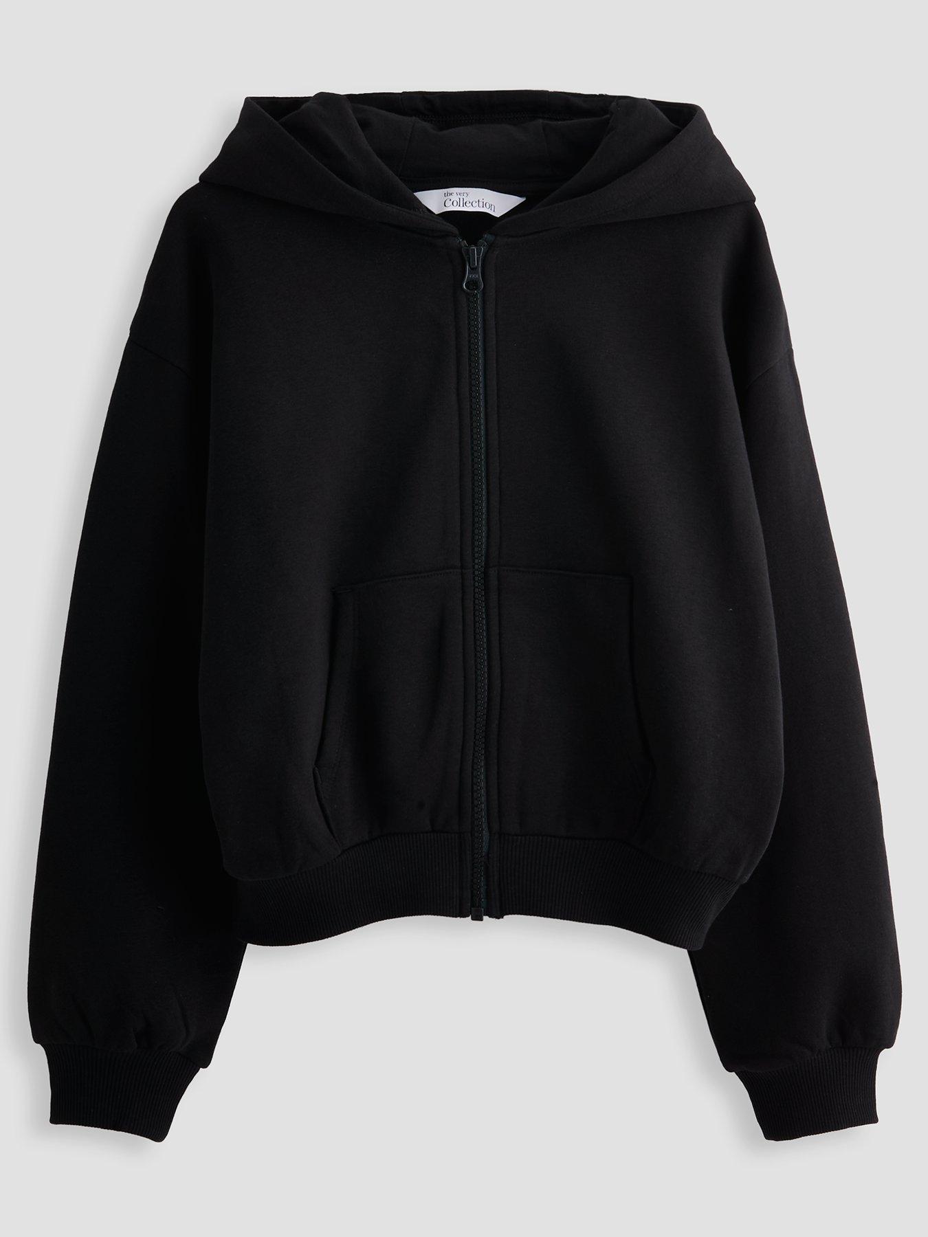 The Very Collection Girls Zip Up Basic Hoody - Black