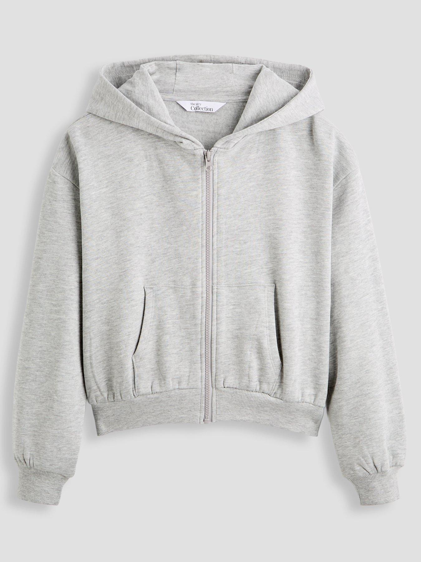 The Very Collection Girls Zip Up Basic Hoody - Grey Marl