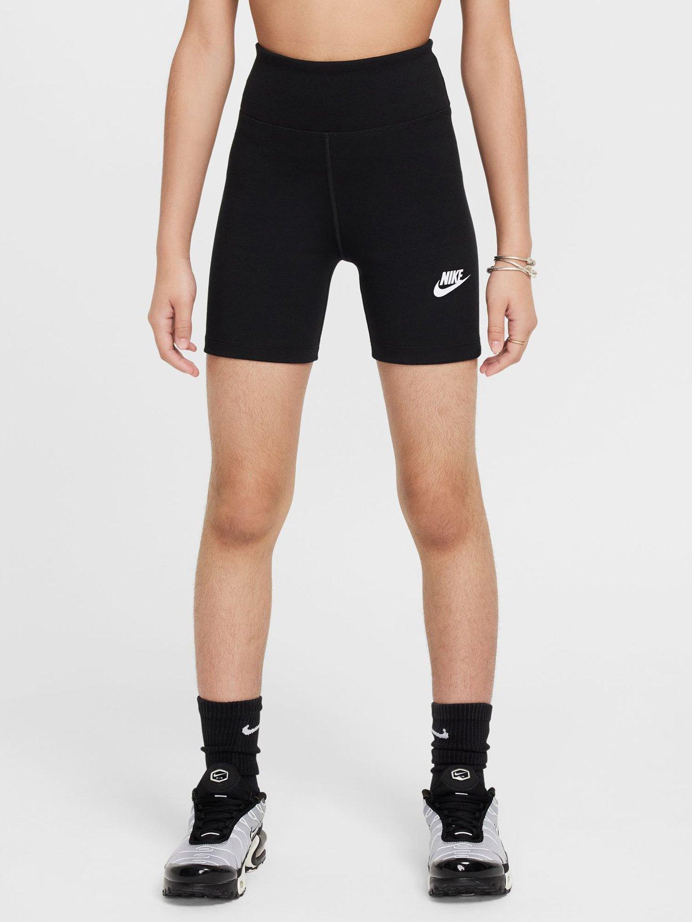 Image 1 of 5 of Nike Girls Sportswear High Waisted 5 Inch Biker Shorts - Black