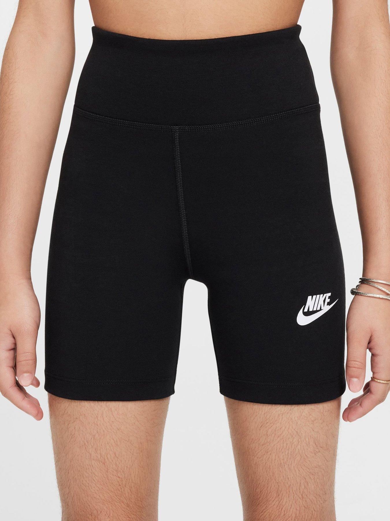 Image 3 of 5 of Nike Girls Sportswear High Waisted 5 Inch Biker Shorts - Black