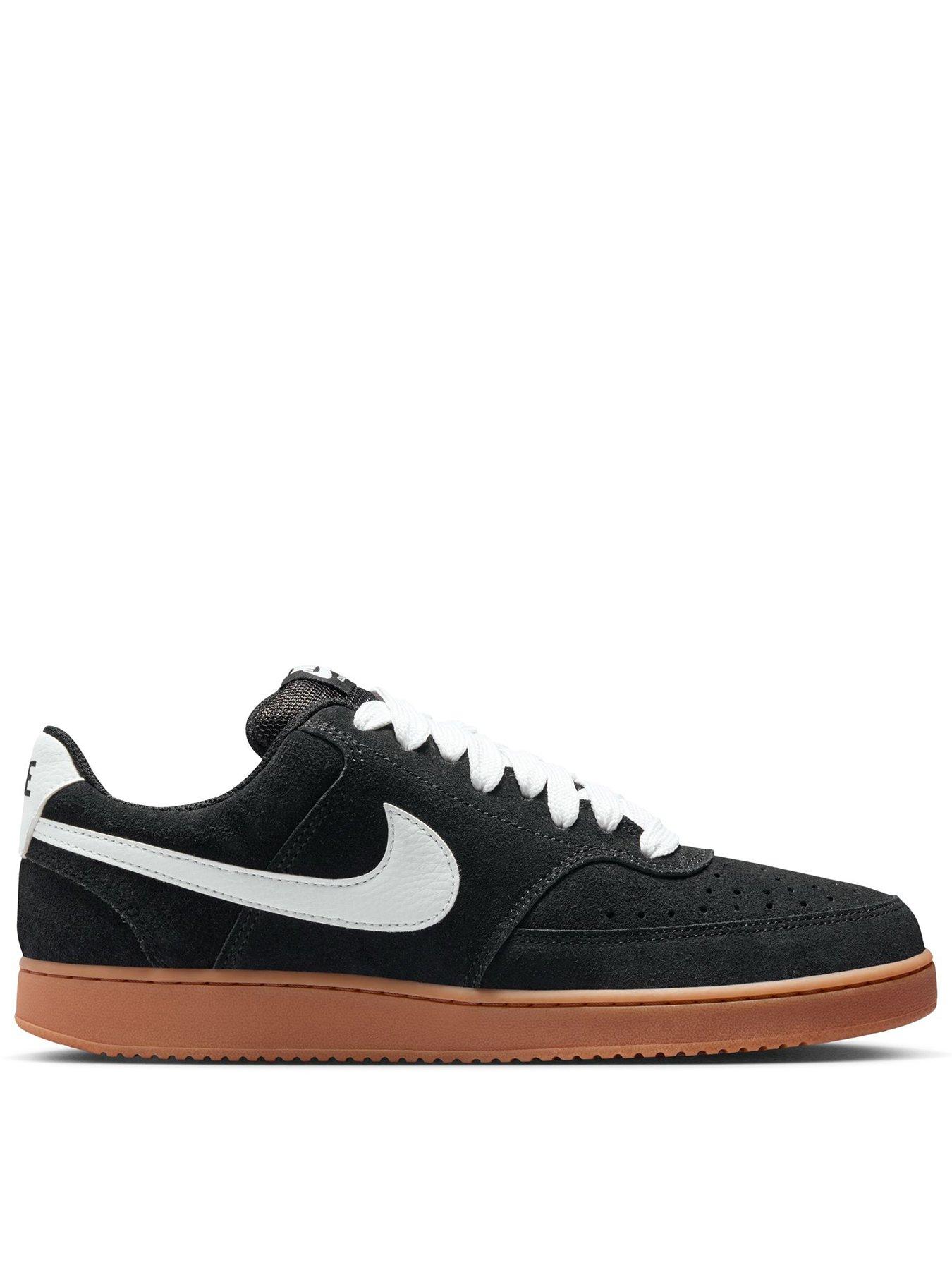 Nike Mens Court Vision Low FL Trainers, Black/White-Gum Med Brown, Size 12, Men