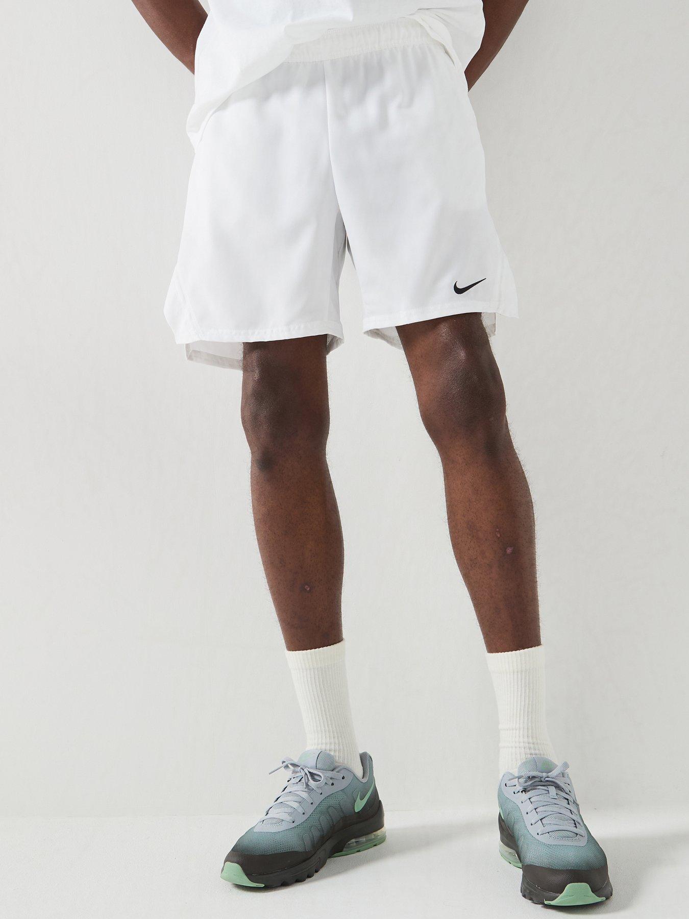 Nike Mens Tennis Victory 7 Inch Shorts, White/Black, Size S, Men
