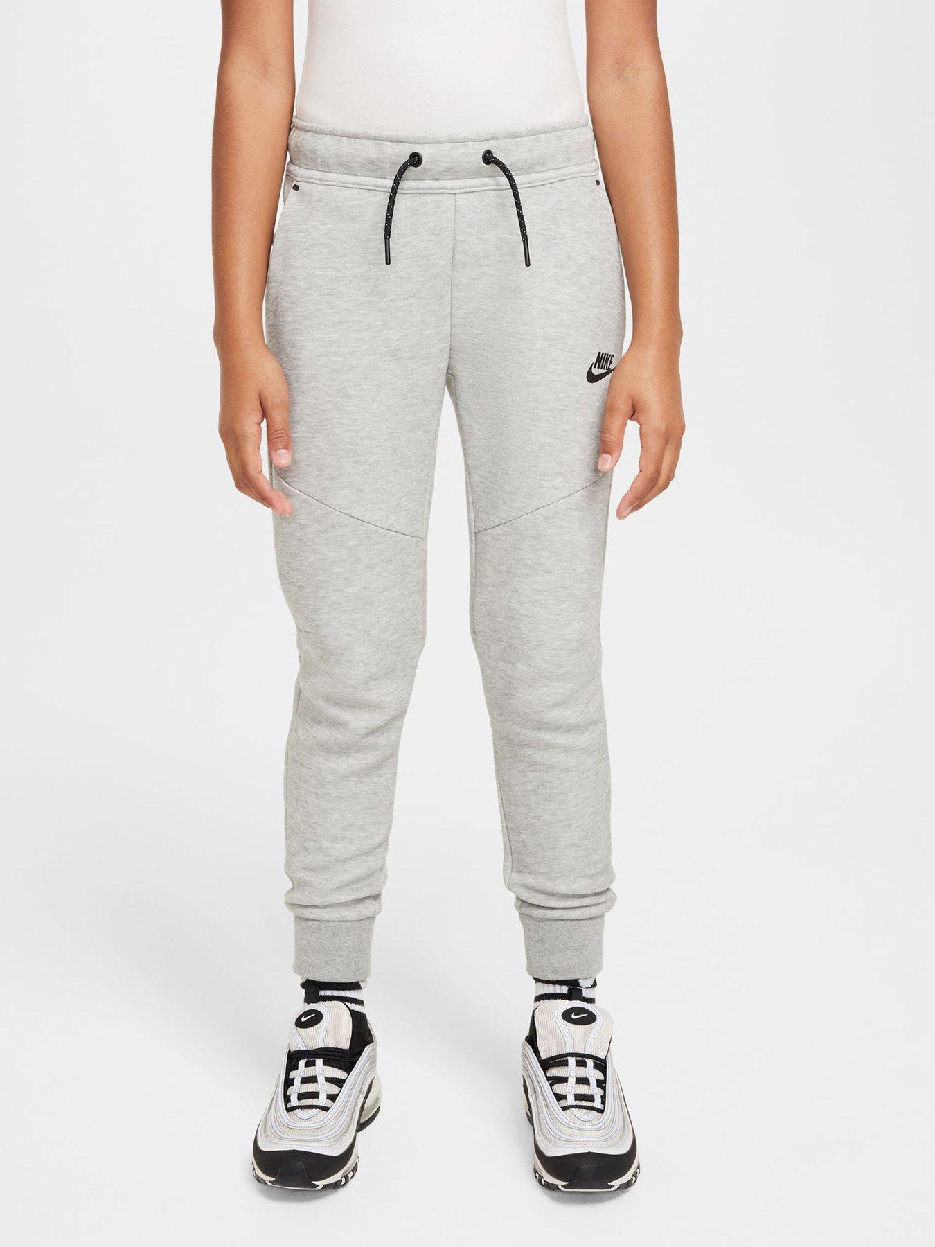 Nike Big Kids Tech Fleece Joggers, Dk Grey Heather/Black/Black, Size L