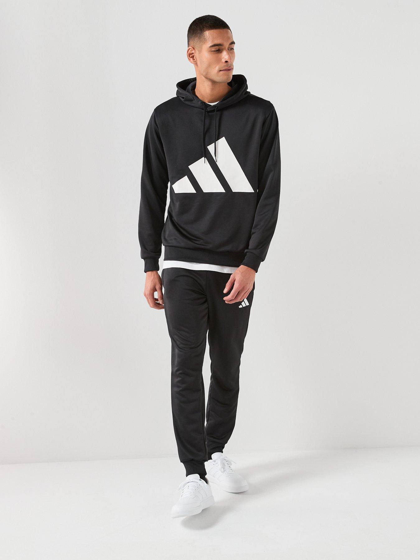adidas Sportswear Men's Big Logo Hooded Tracksuits - Black