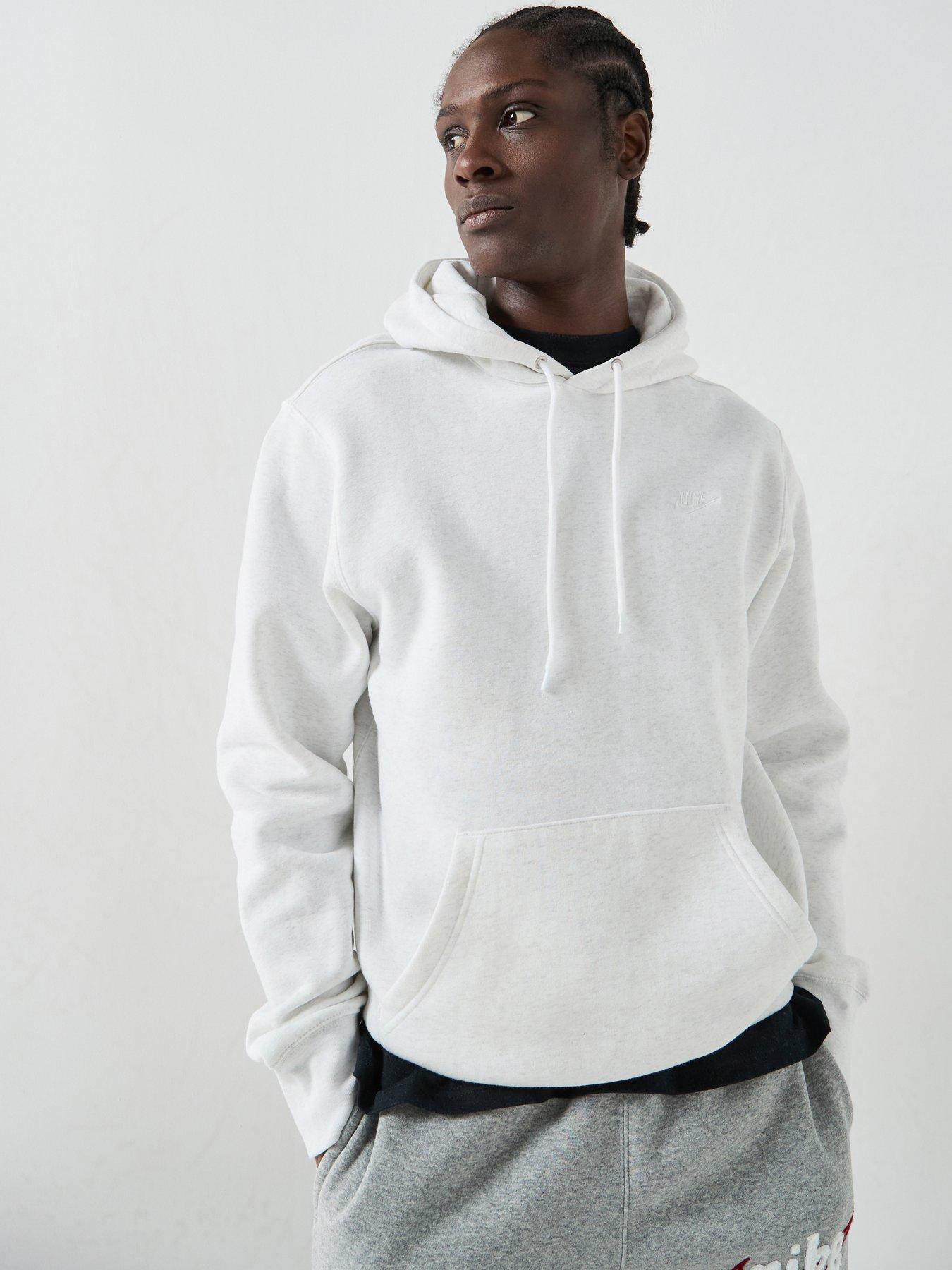 Nike Mens Club Pullover Hoodie, Birch Heather/White/White, Size Xl, Men