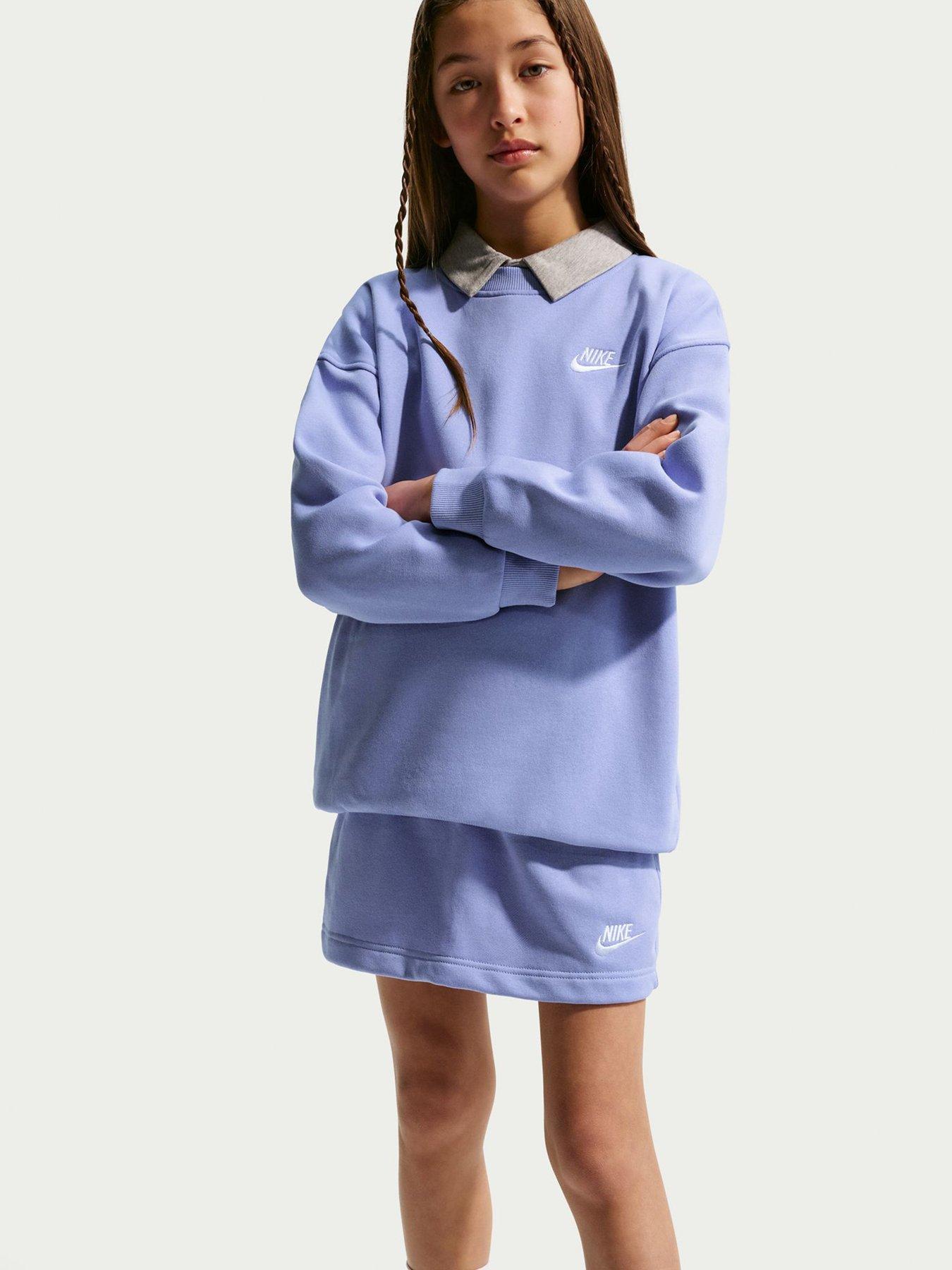 Nike Big Kids Sportswear Club Oversized Sweatshirt, Light Thistle/Light Thistle/Wh, Size Xl