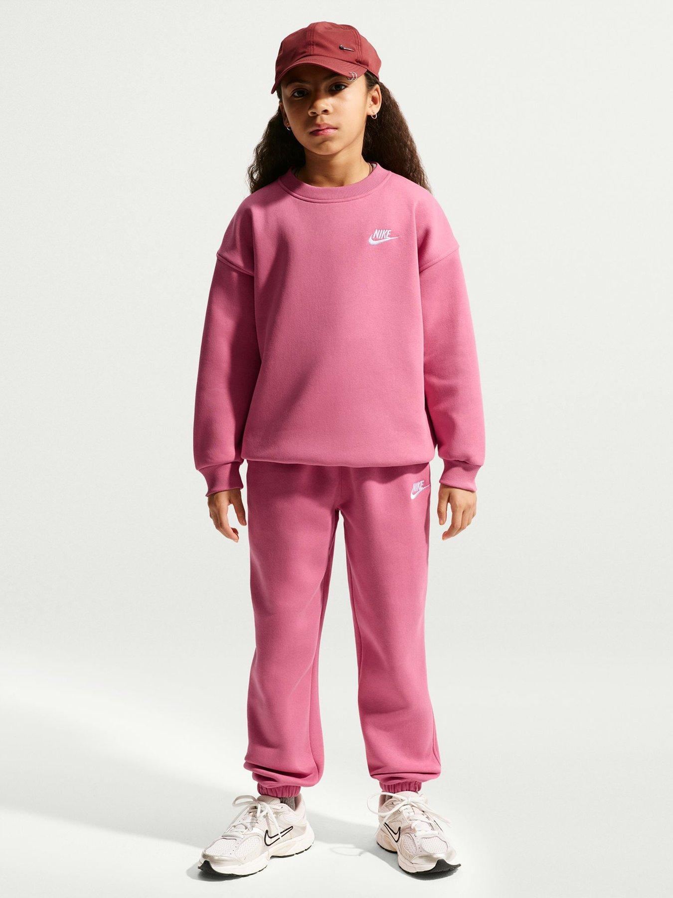 Nike Big Kids Sportswear Club Oversized Sweatshirt, Peony/Peony/White, Size L