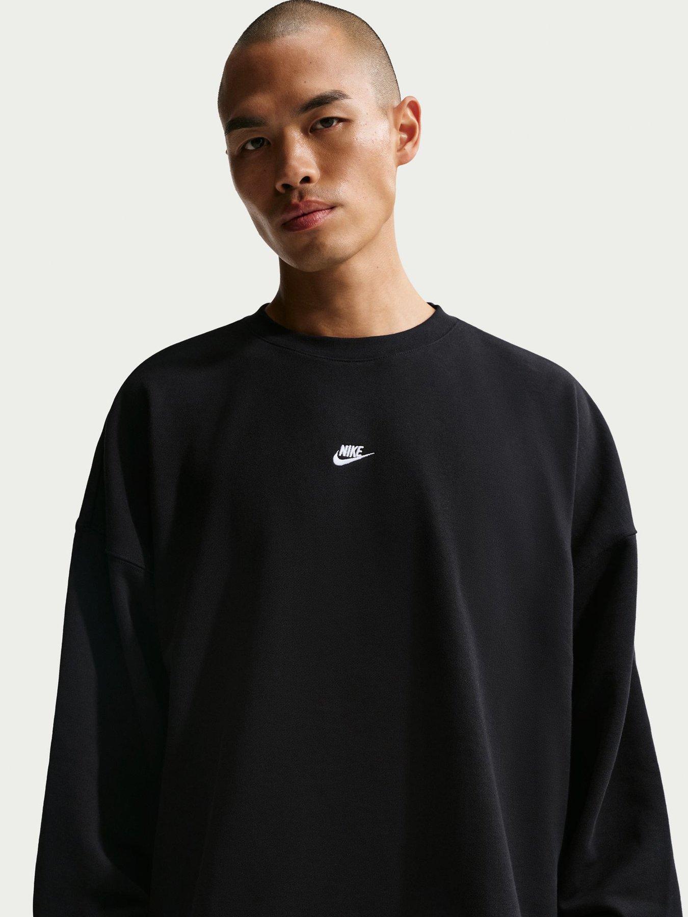 Nike Mens Club French Terry Oversized Crew Sweatshirt - Black