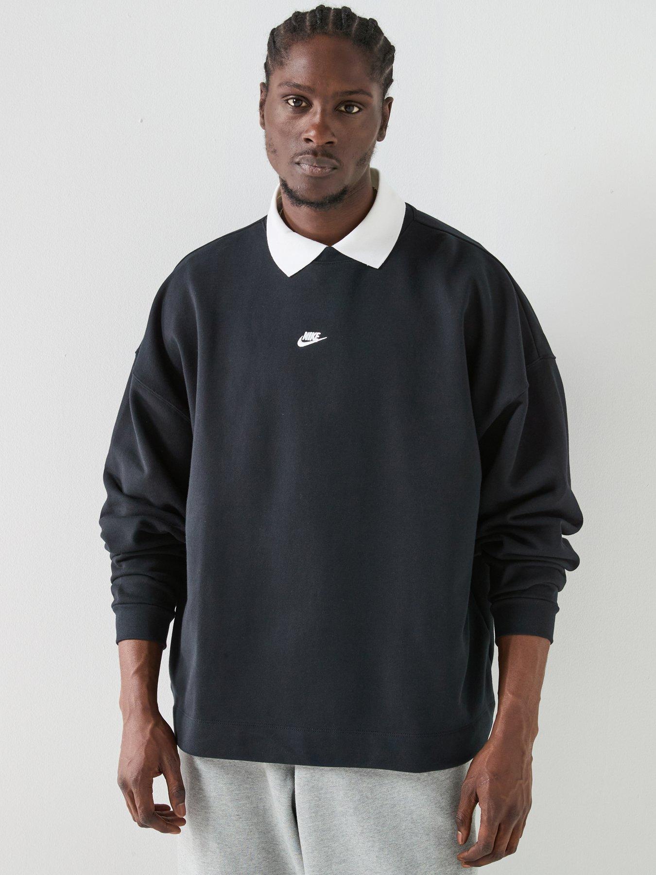 Nike Mens Club French Terry Oversized Crew Sweatshirt - Black