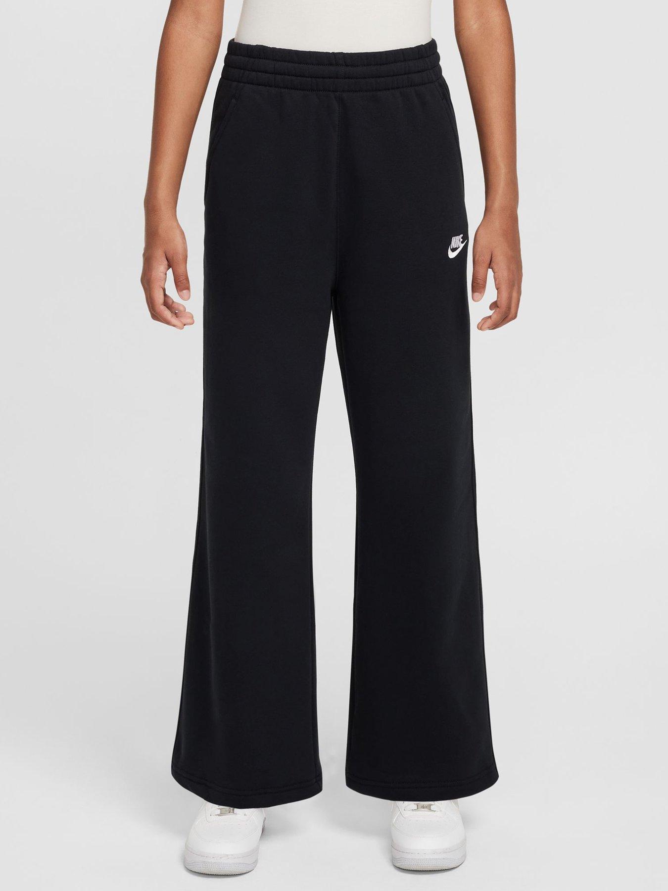 Image 1 of 5 of Nike Girls Sportswear Club Wide Leg Pants - Black