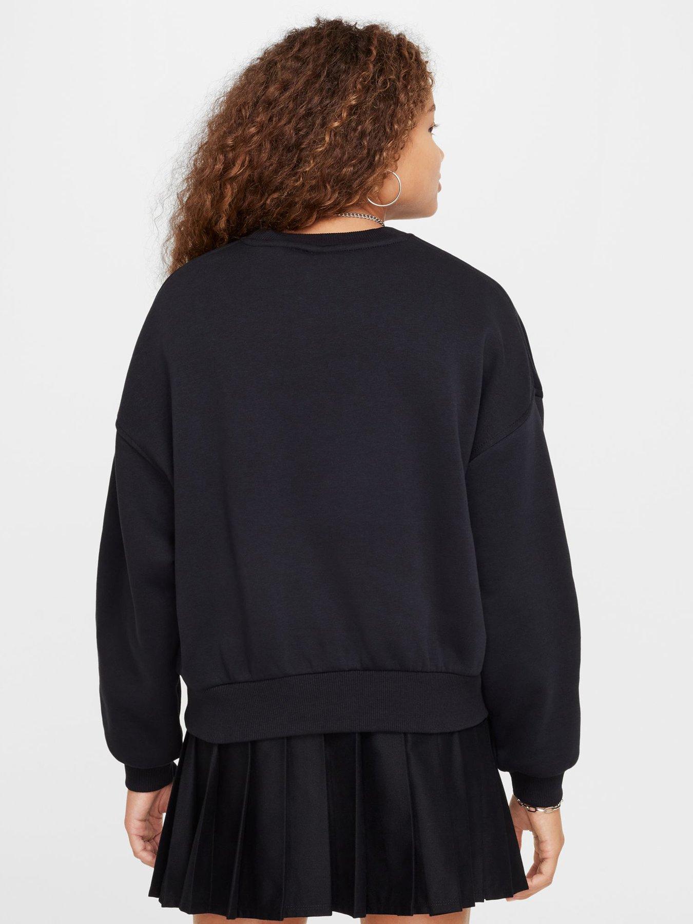 Image 2 of 4 of Nike Girls Sportswear Club Boxy Crew Neck Sweatshirt - Black