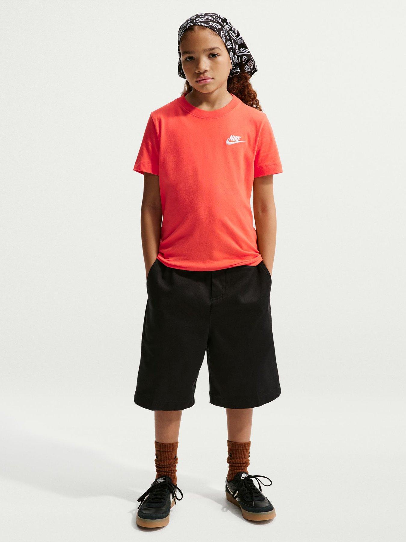 Nike Big Kids Sportswear Embroidered Futura T-Shirt - Orange