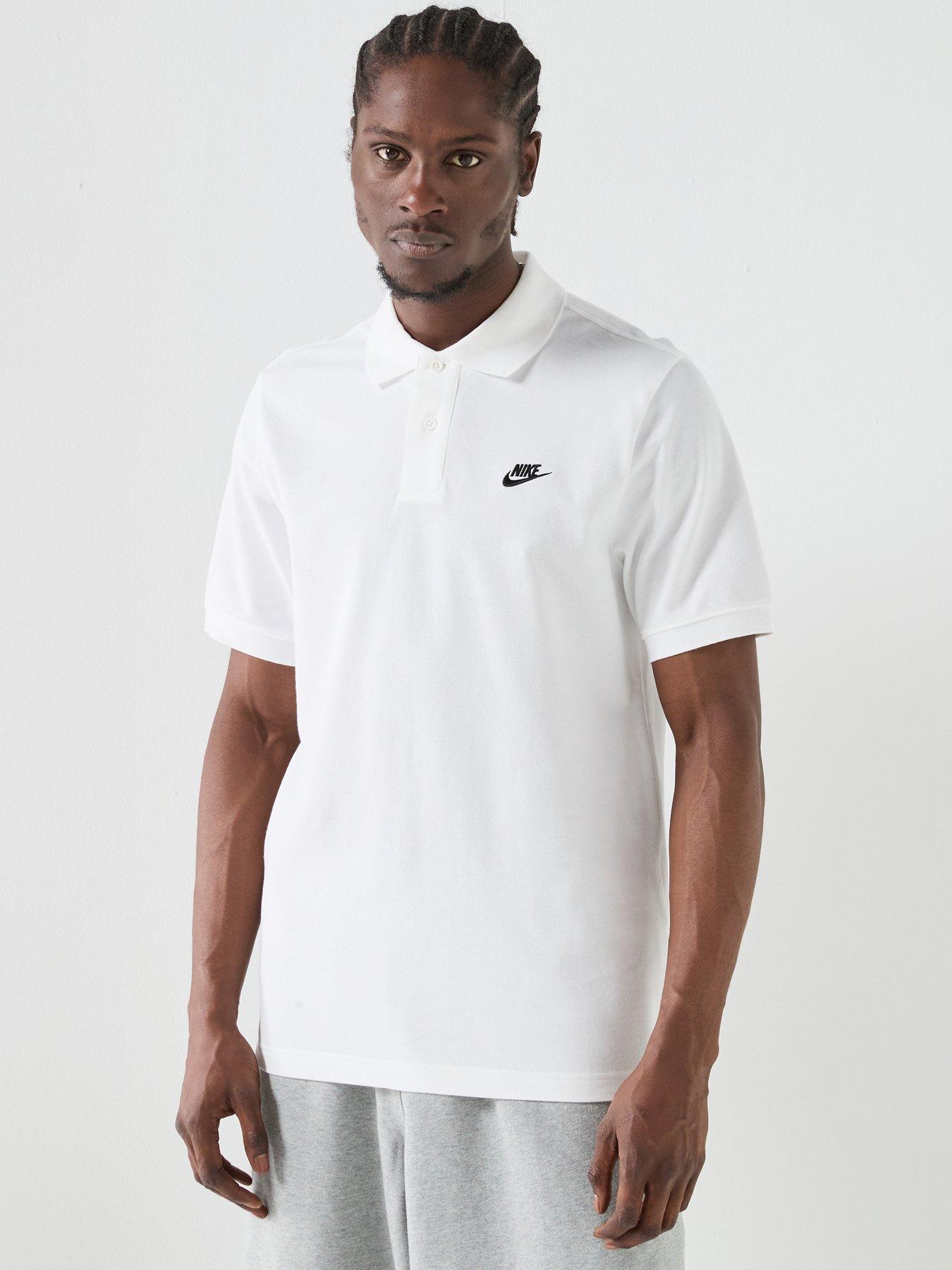 Image 1 of 6 of Nike Mens Club Short Sleeve Pique Polo Shirt - White