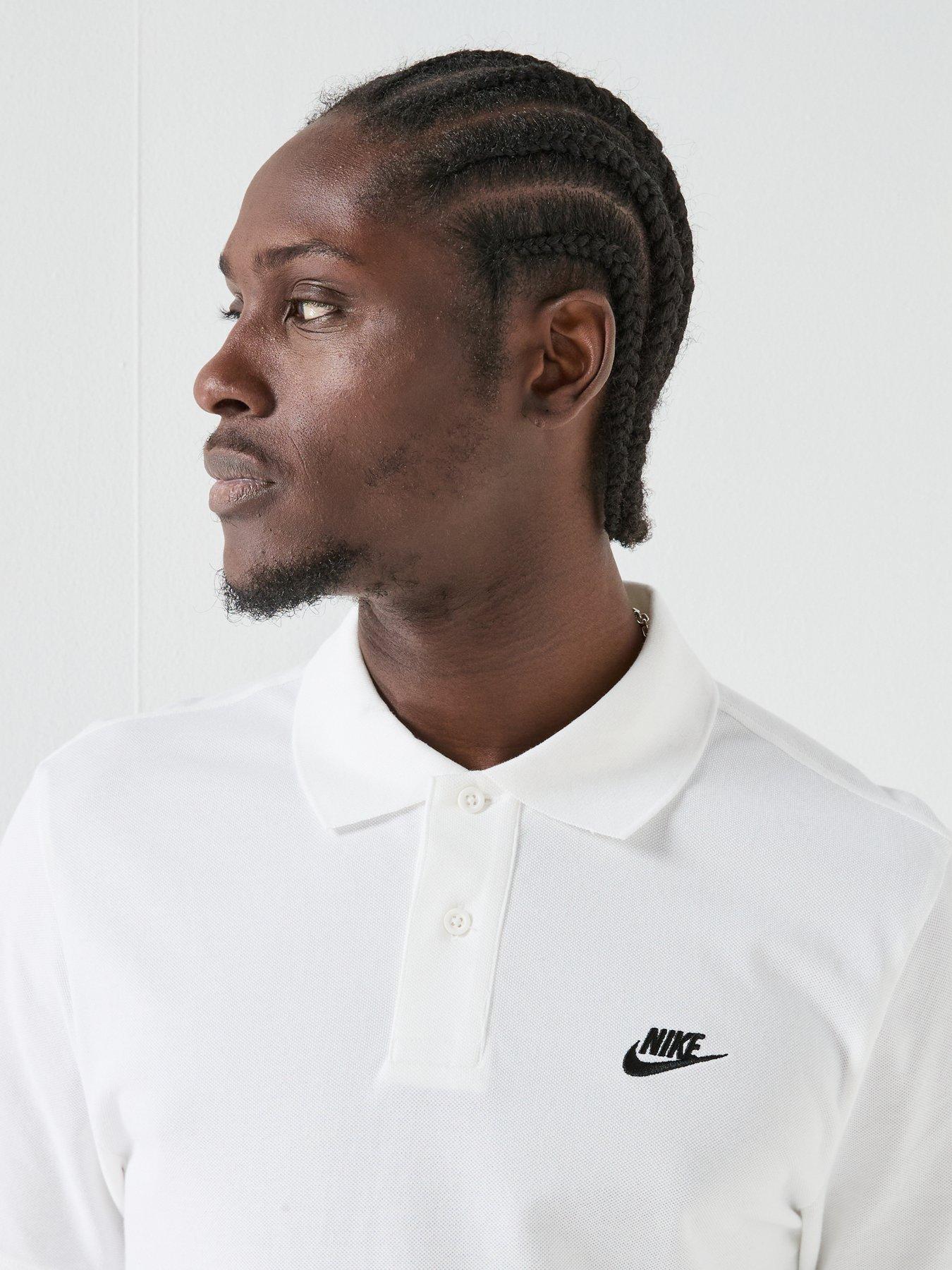 Image 4 of 6 of Nike Mens Club Short Sleeve Pique Polo Shirt - White