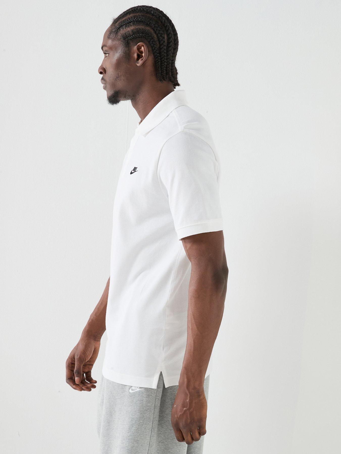 Image 5 of 6 of Nike Mens Club Short Sleeve Pique Polo Shirt - White