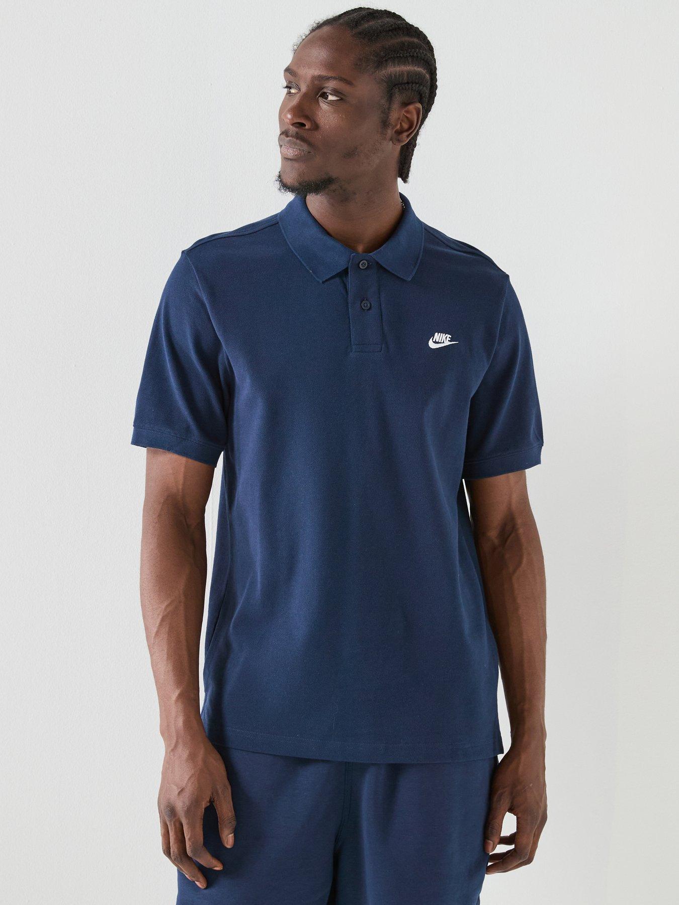 Nike Mens Club Short Sleeve Pique Polo Shirt, Obsidian/White, Size M, Men