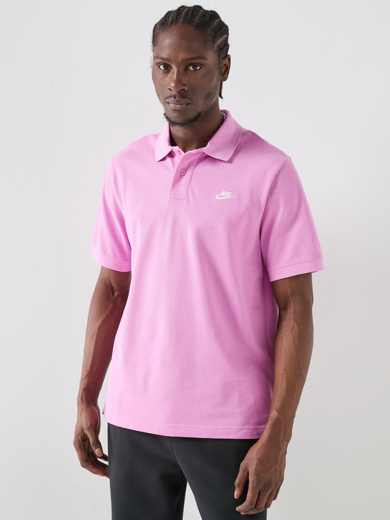 Nike Mens Club Short Sleeve Pique Polo Shirt, Lt Magenta/White, Size M, Men