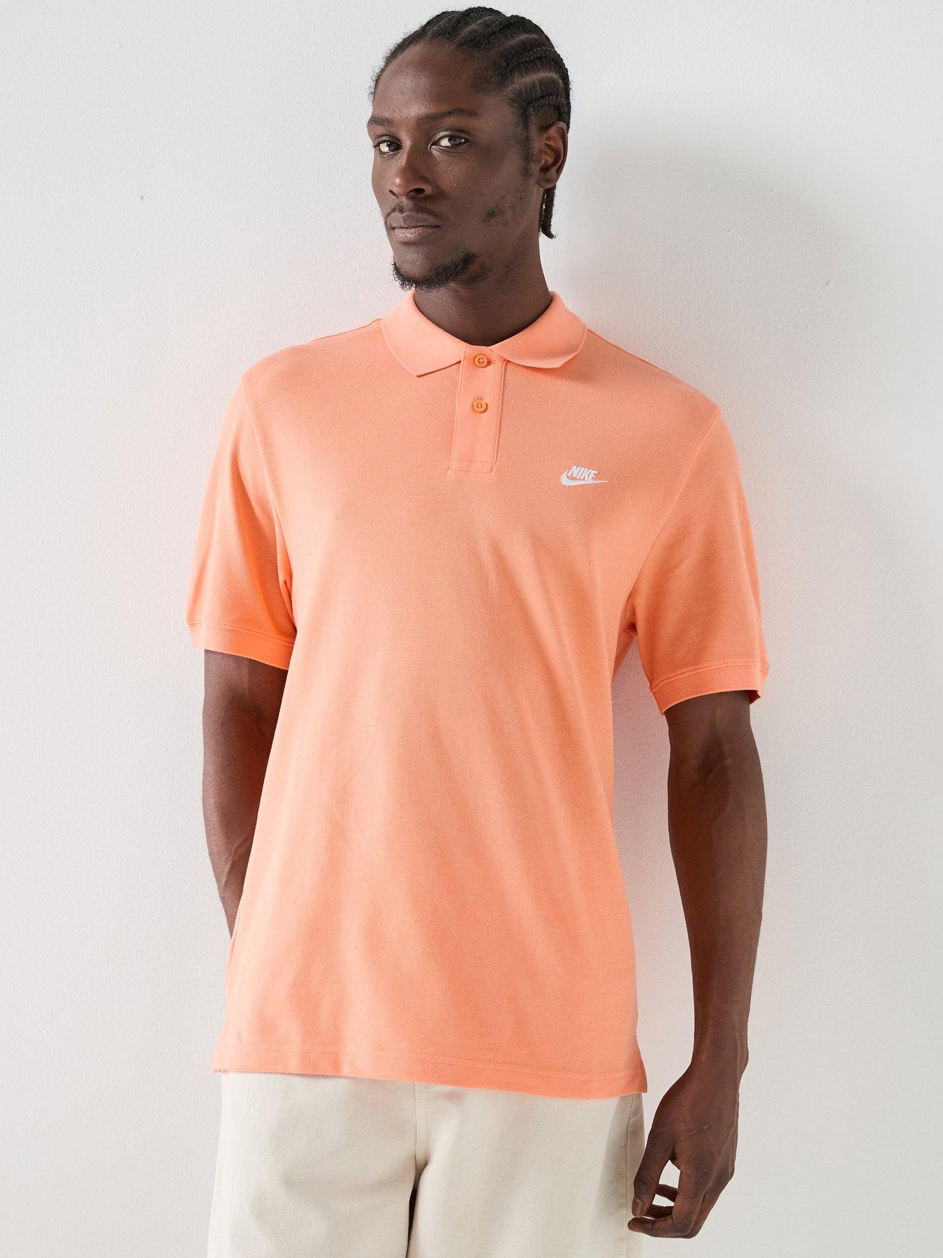 Nike Mens Club Short Sleeve Pique Polo Shirt, Orange Frost/White, Size M, Men