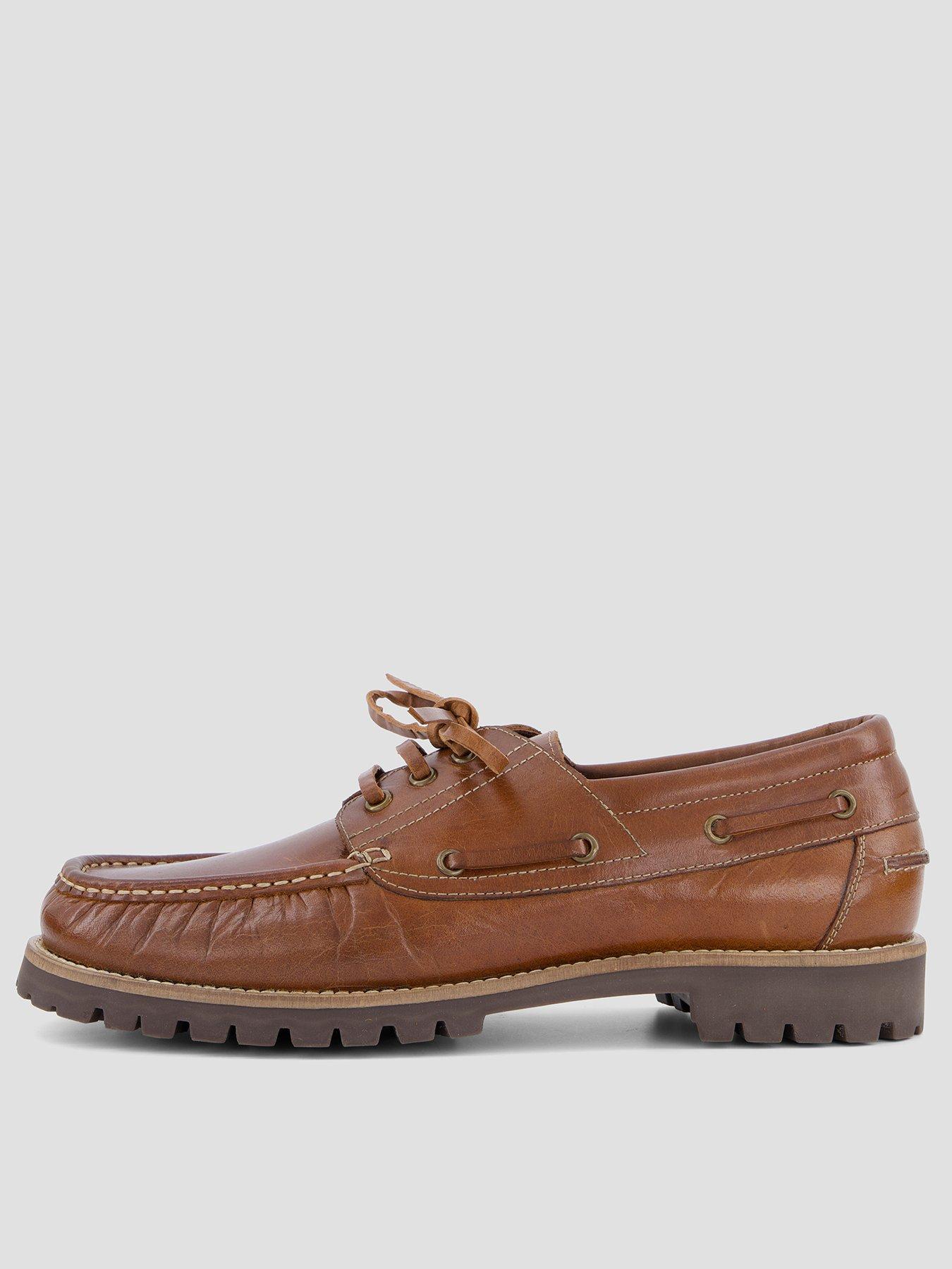 The Very Collection Leather Lace Up Boat Shoes - Brown
