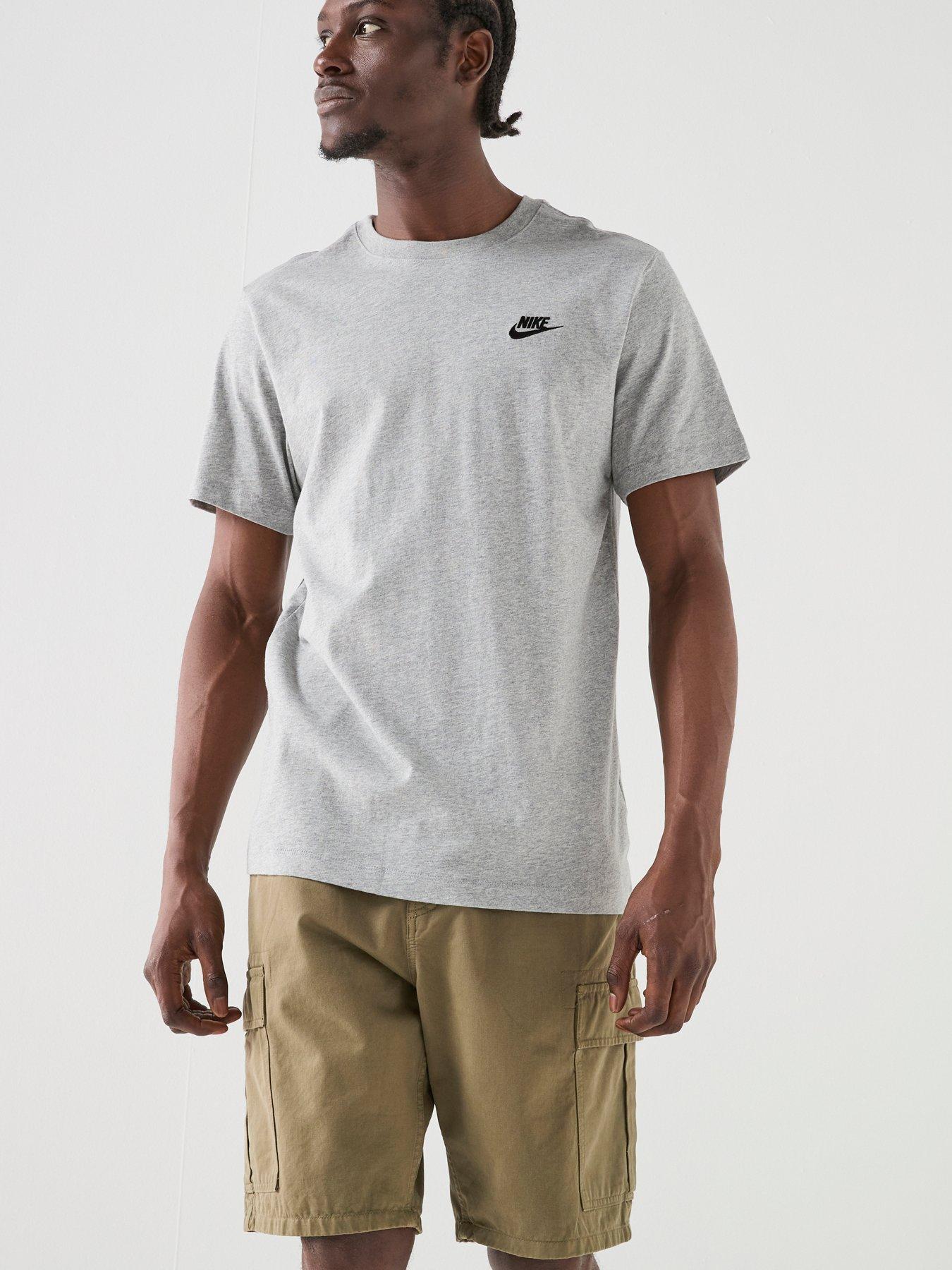 Nike Mens Sportswear Club T-Shirt, Dk Grey Heather/Black, Size 2Xl, Men