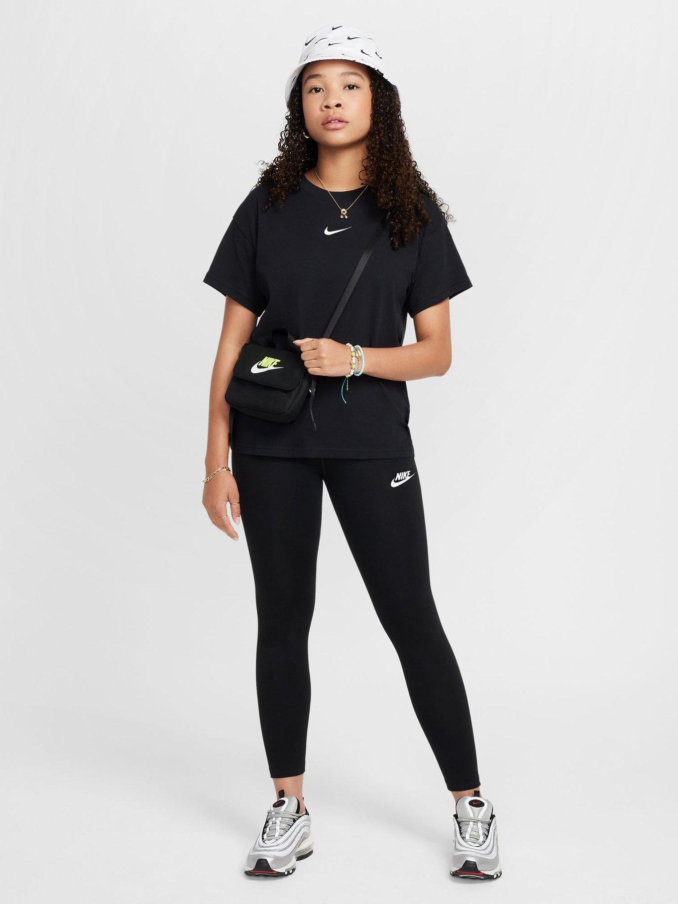 Image 3 of 4 of Nike Girls Sportswear High Waisted Leggings - Black