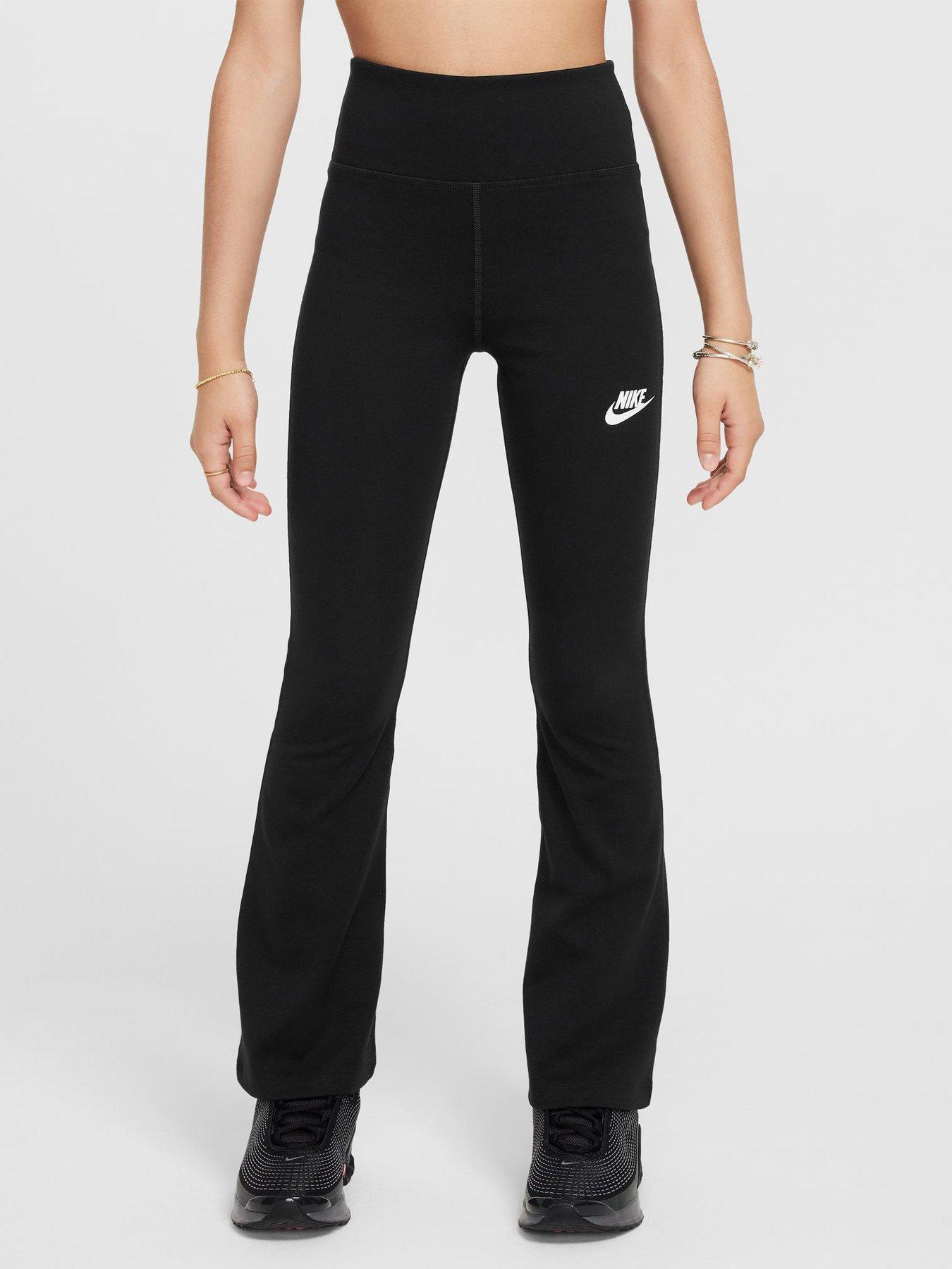Nike Girls Sportswear High Waisted Flared Leggings - Black