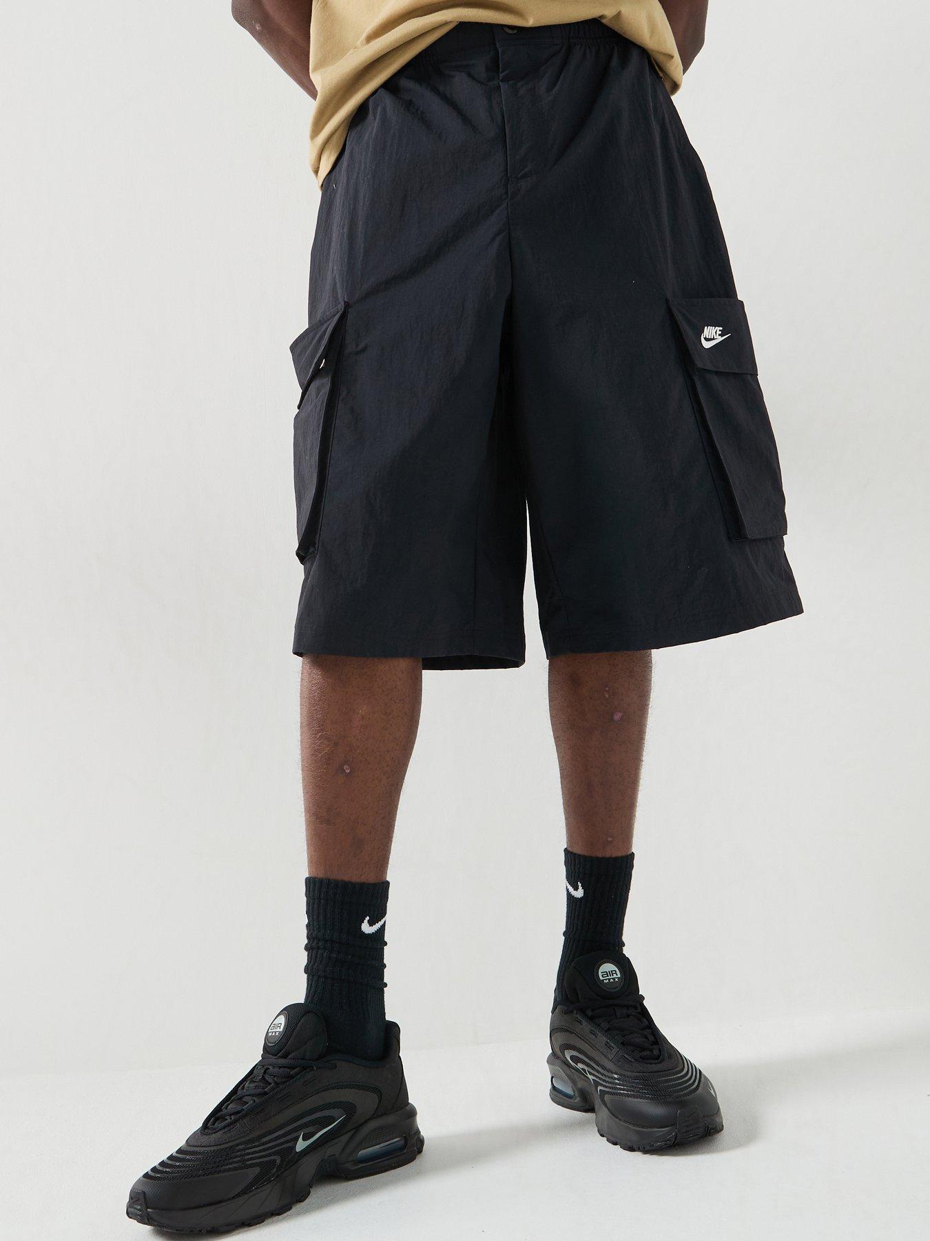 Nike Mens Club Oversized Cargo Shorts, Black/White, Size Xl, Men