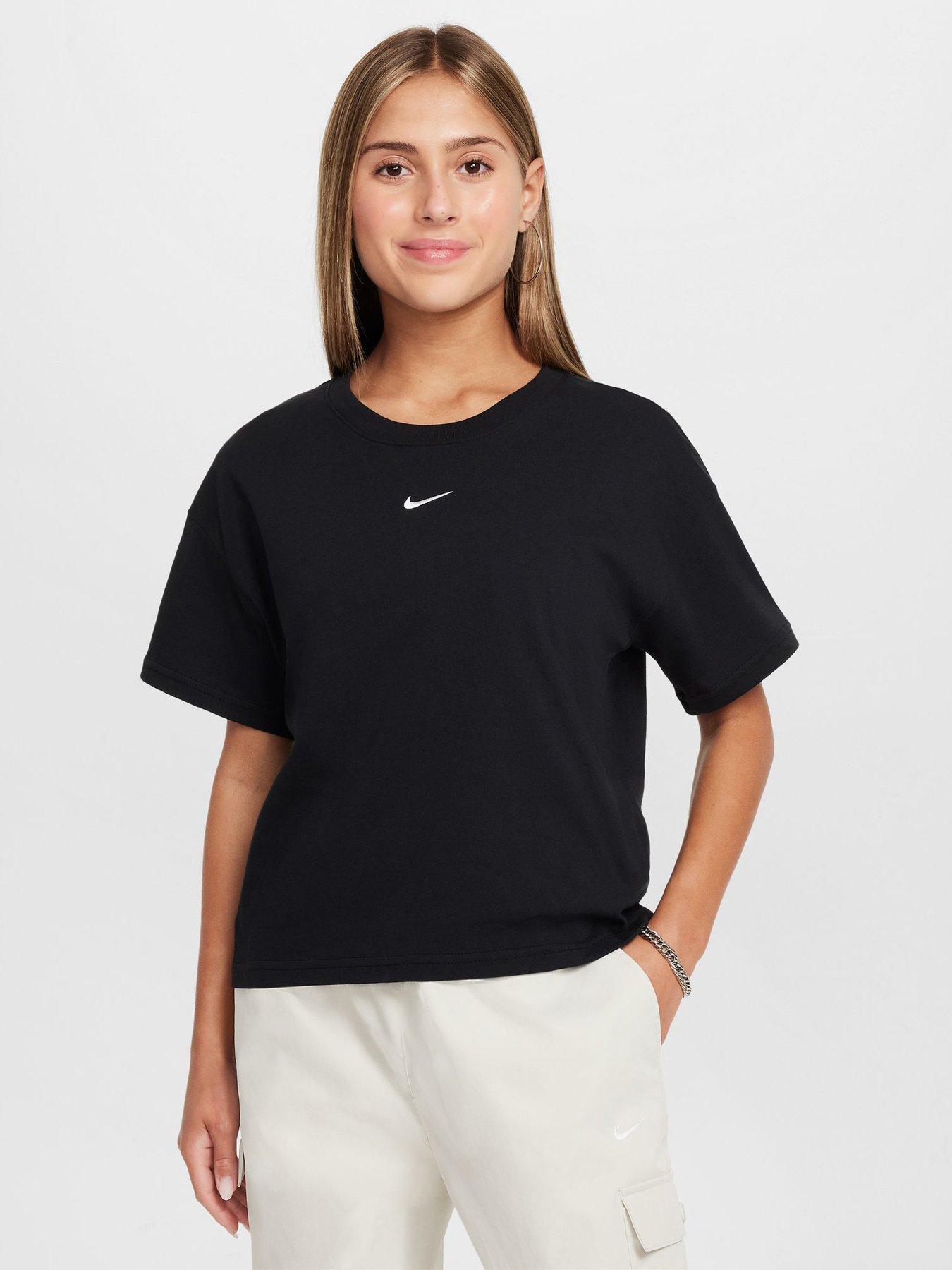 Nike Big Kids Girls Sportswear Boxy Essential T-Shirt - Black