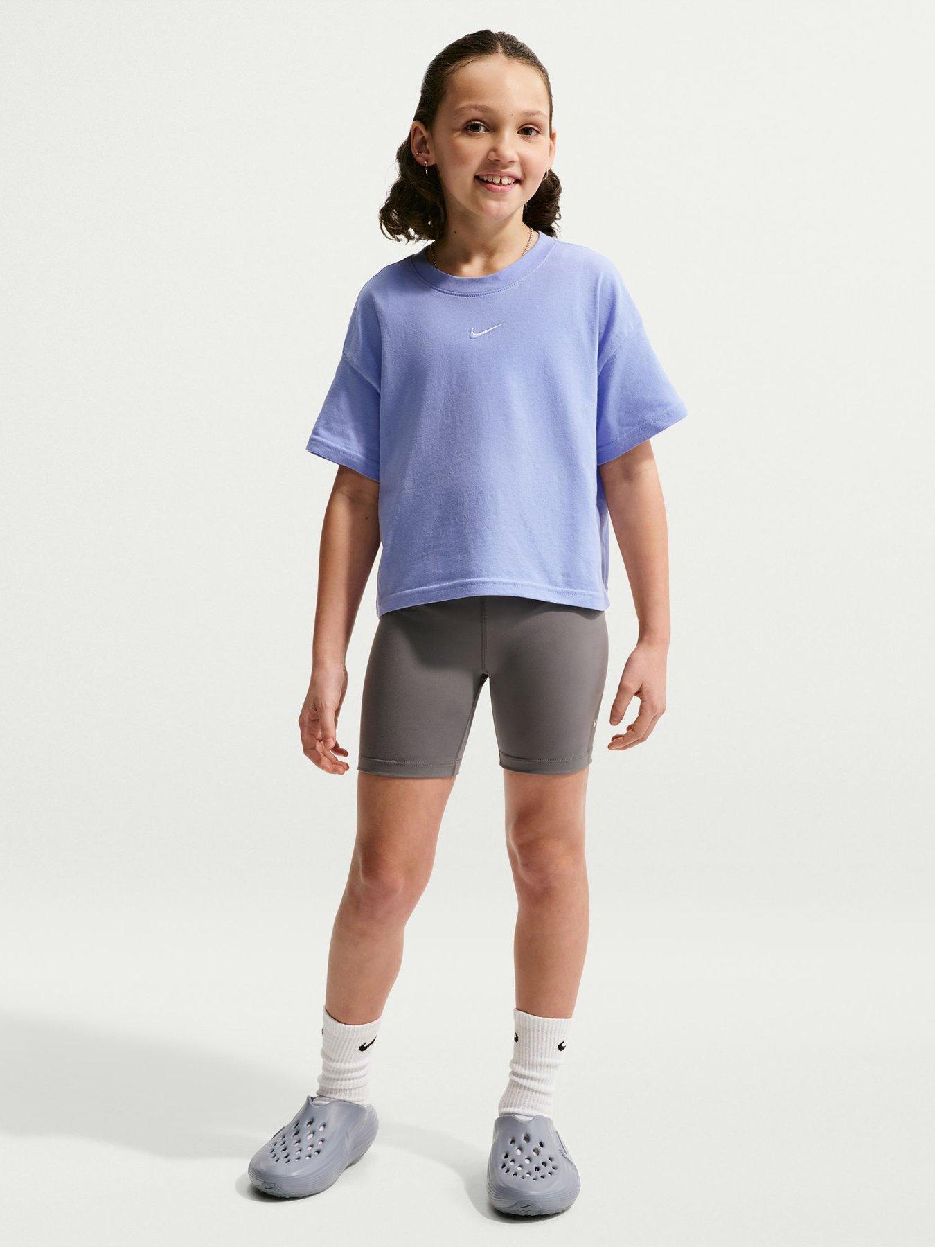 Nike Big Kids Girls Sportswear Boxy Essential T-Shirt - Blue