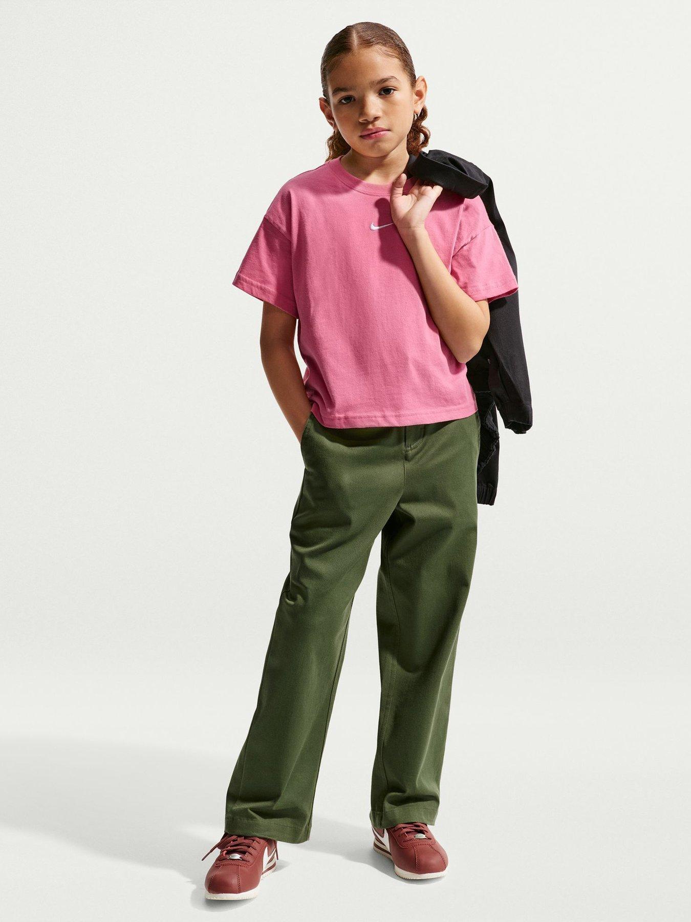 Nike Big Kids Girls Sportswear Boxy Essential T-Shirt, Pink, Size Xl