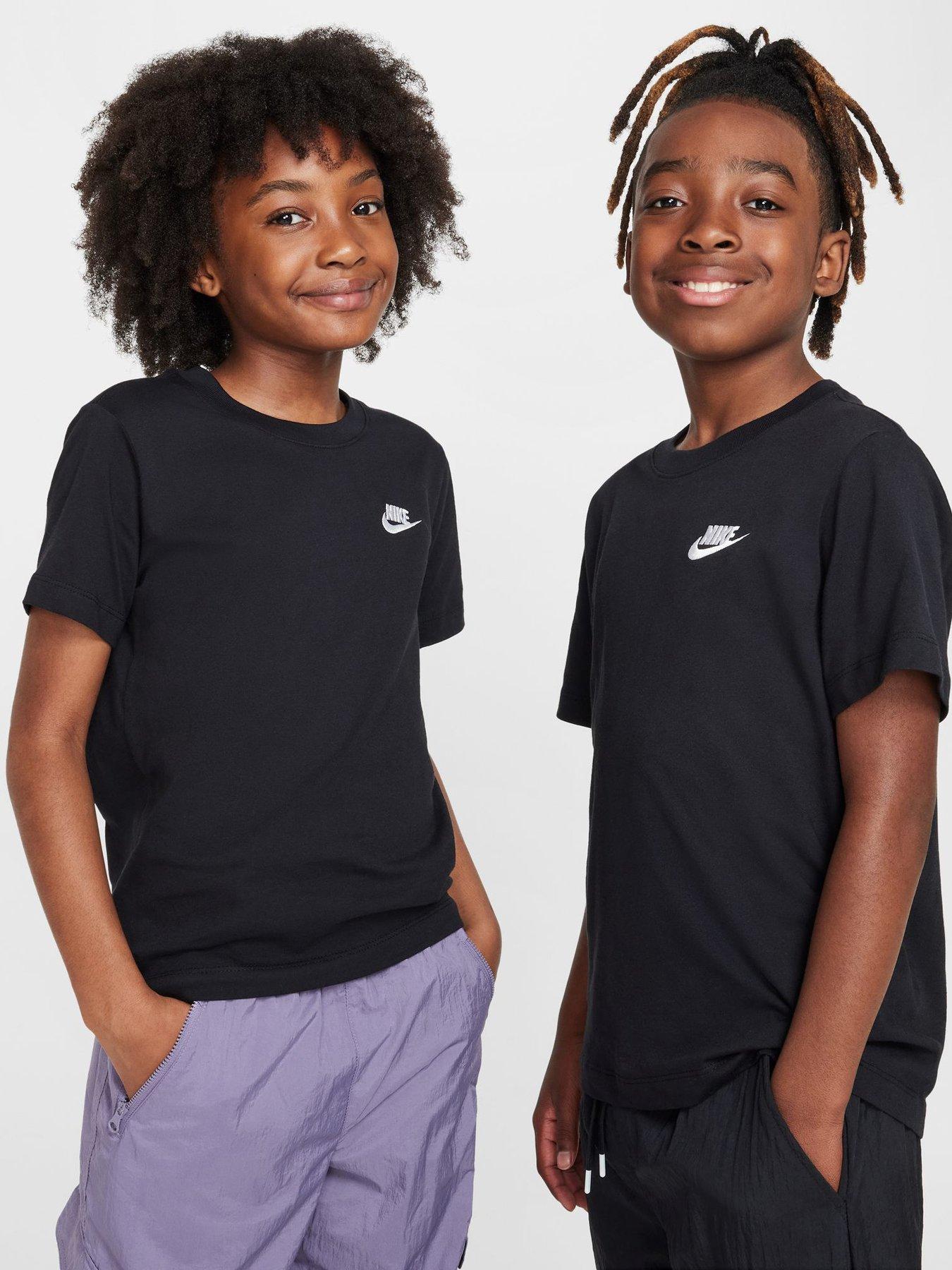 Nike Big Kids Sportswear Embroidered Futura T-Shirt - Black