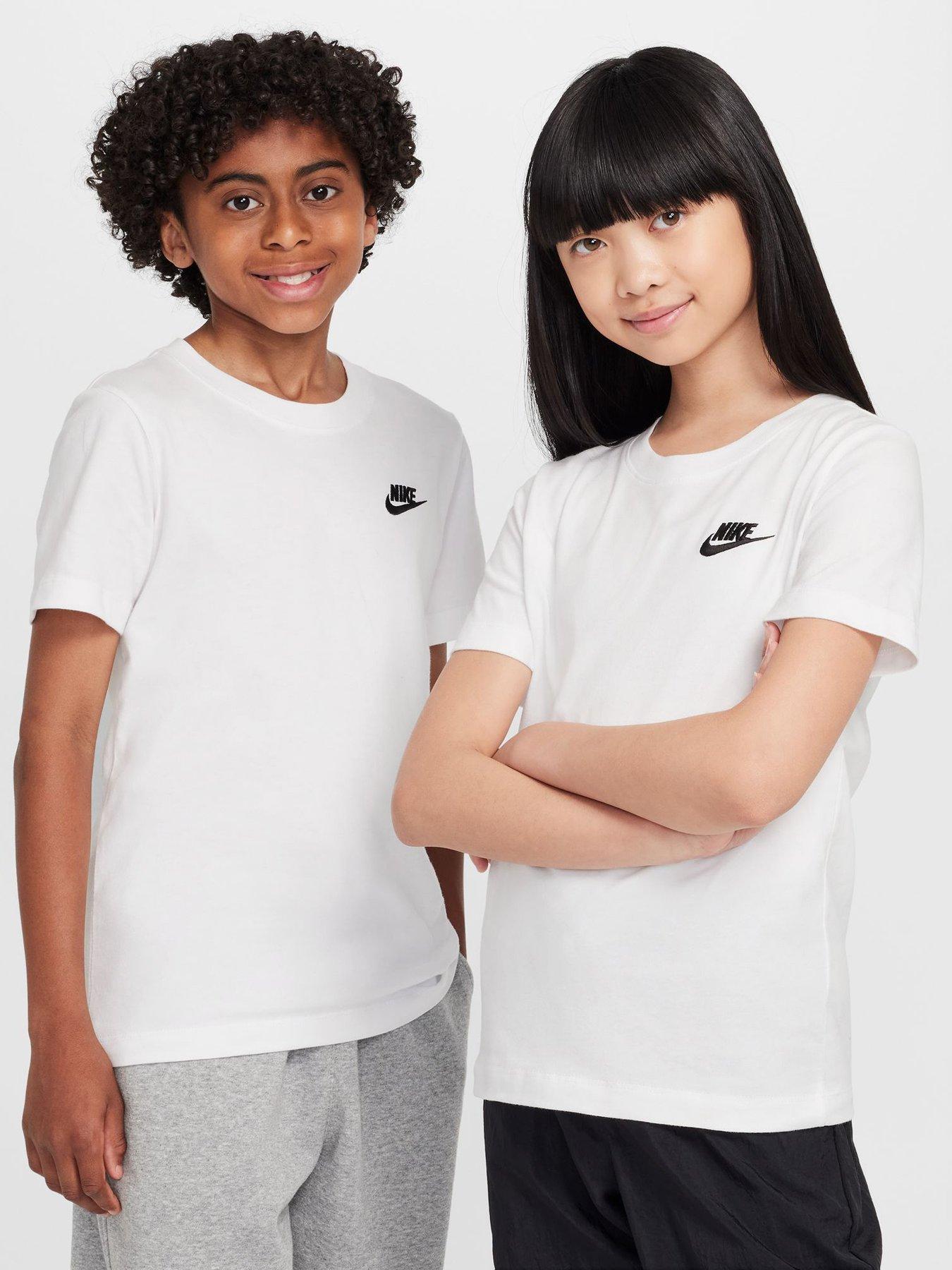Nike Big Kids Sportswear Embroidered Futura T-Shirt - White
