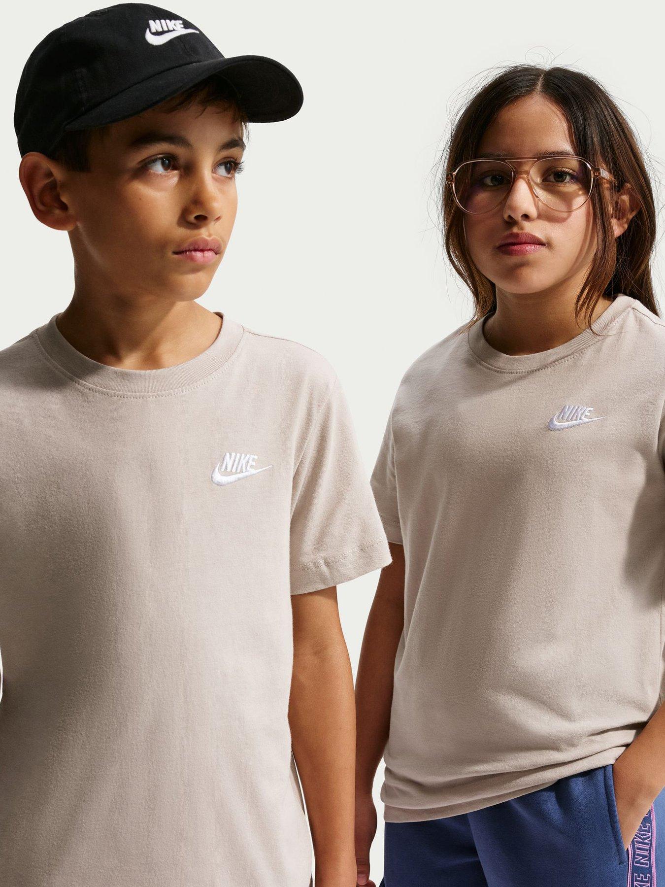 Nike Older & Kids Sportswear Embroidered Futura T-Shirt, Cream Ii, Size M