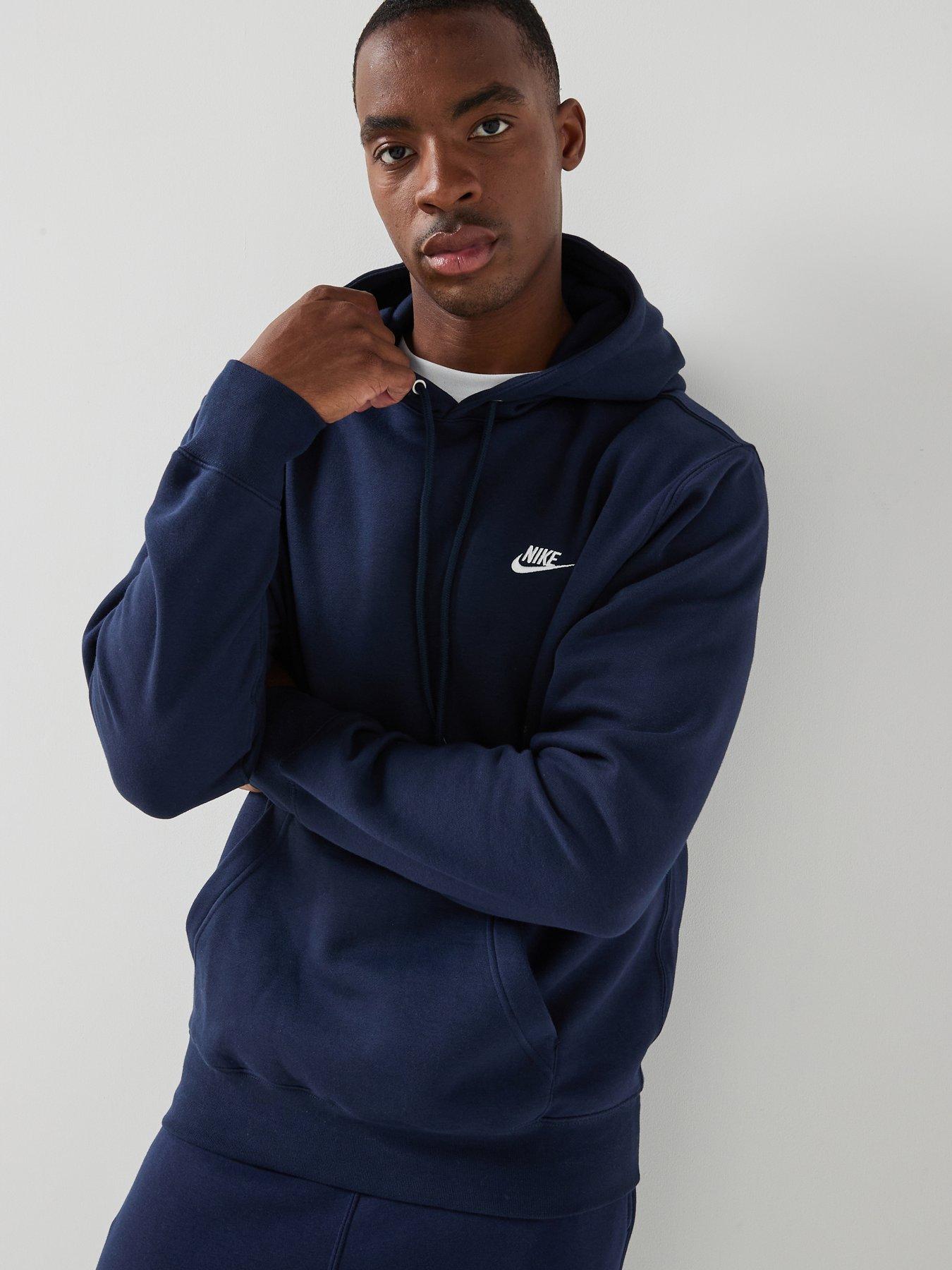 Nike Mens Club Pullover Hoodie, Obsidian/Obsidian/White, Size M, Men