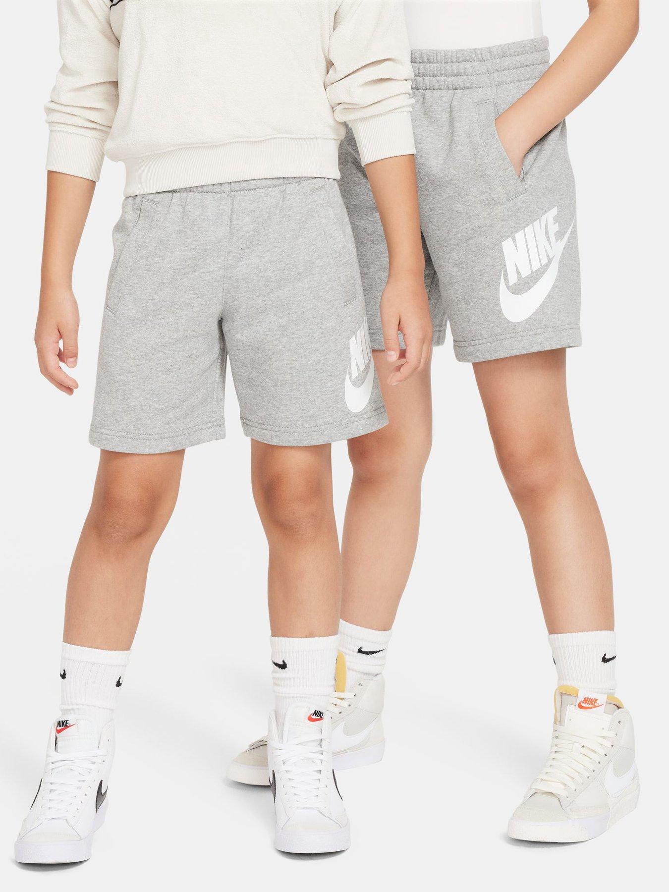 Nike Big Kids Sportswear Club French Terry Shorts, Dk Grey Heather/Base Grey/Whit, Size L