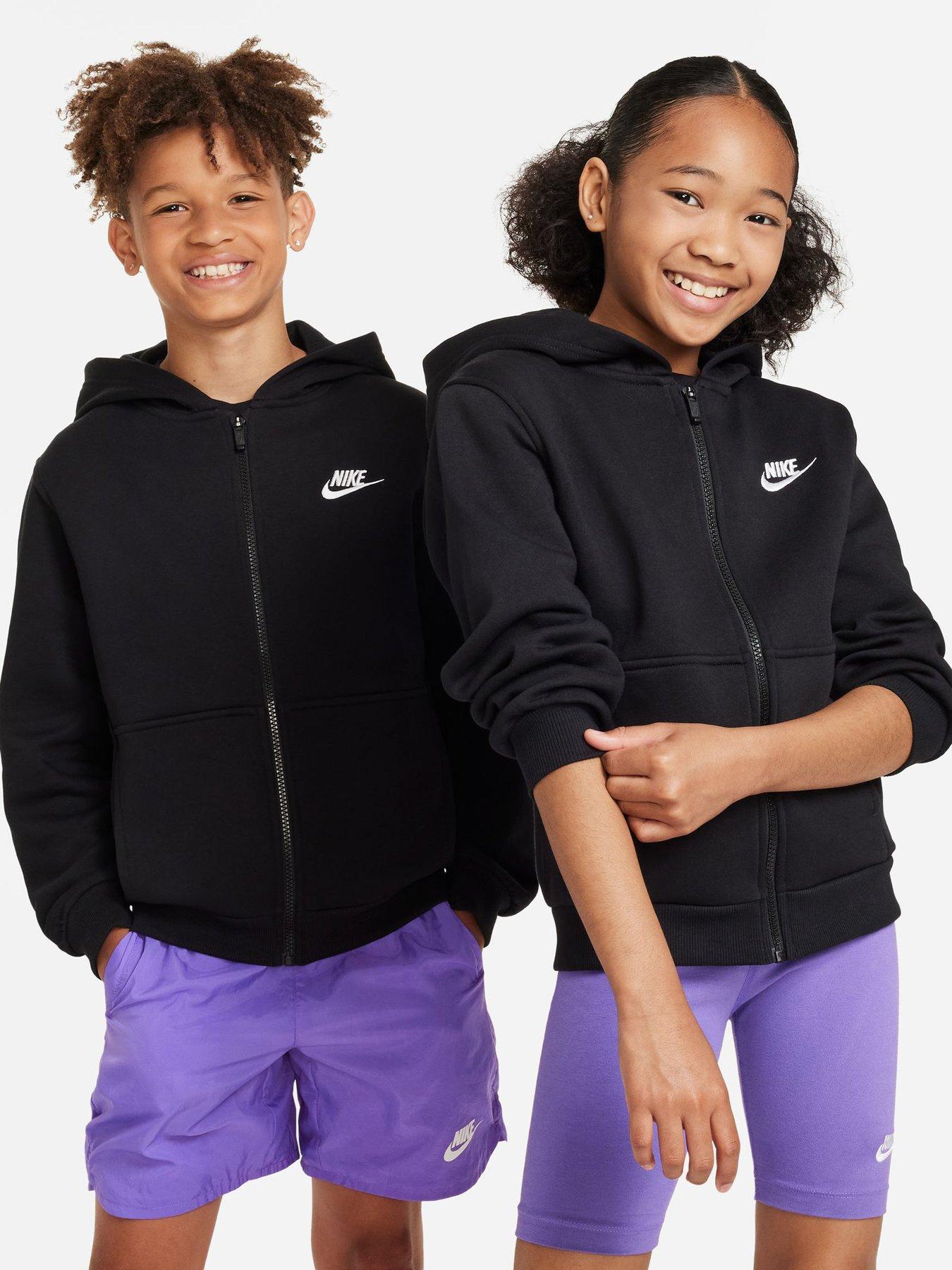 Image 1 of 7 of Nike Big Kids Sportswear Club Full Zip Hoodie - Black