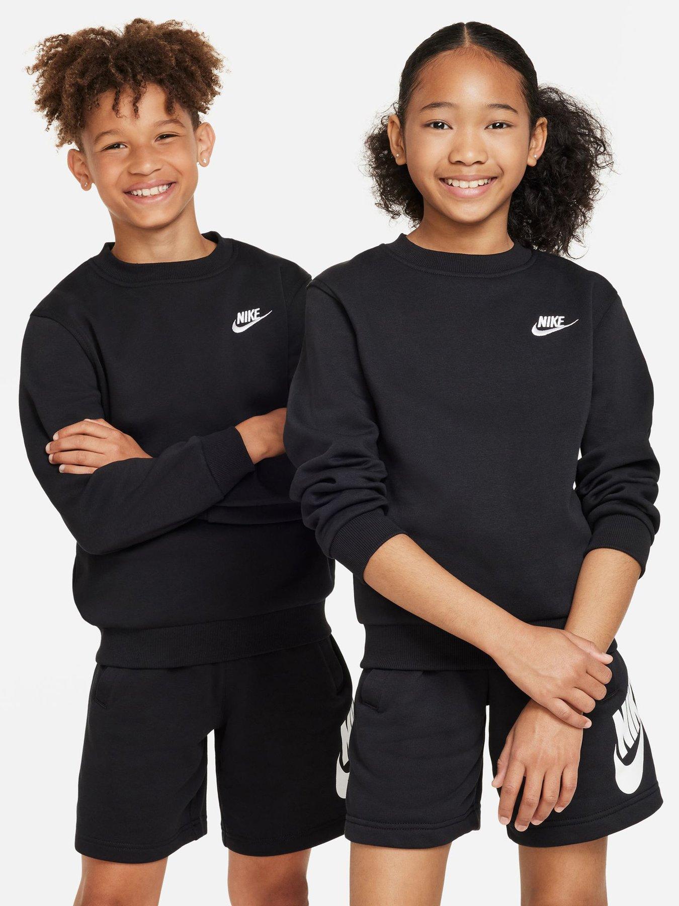 Nike Big Kids Sportswear Club Sweatshirt, Black/White, Size L