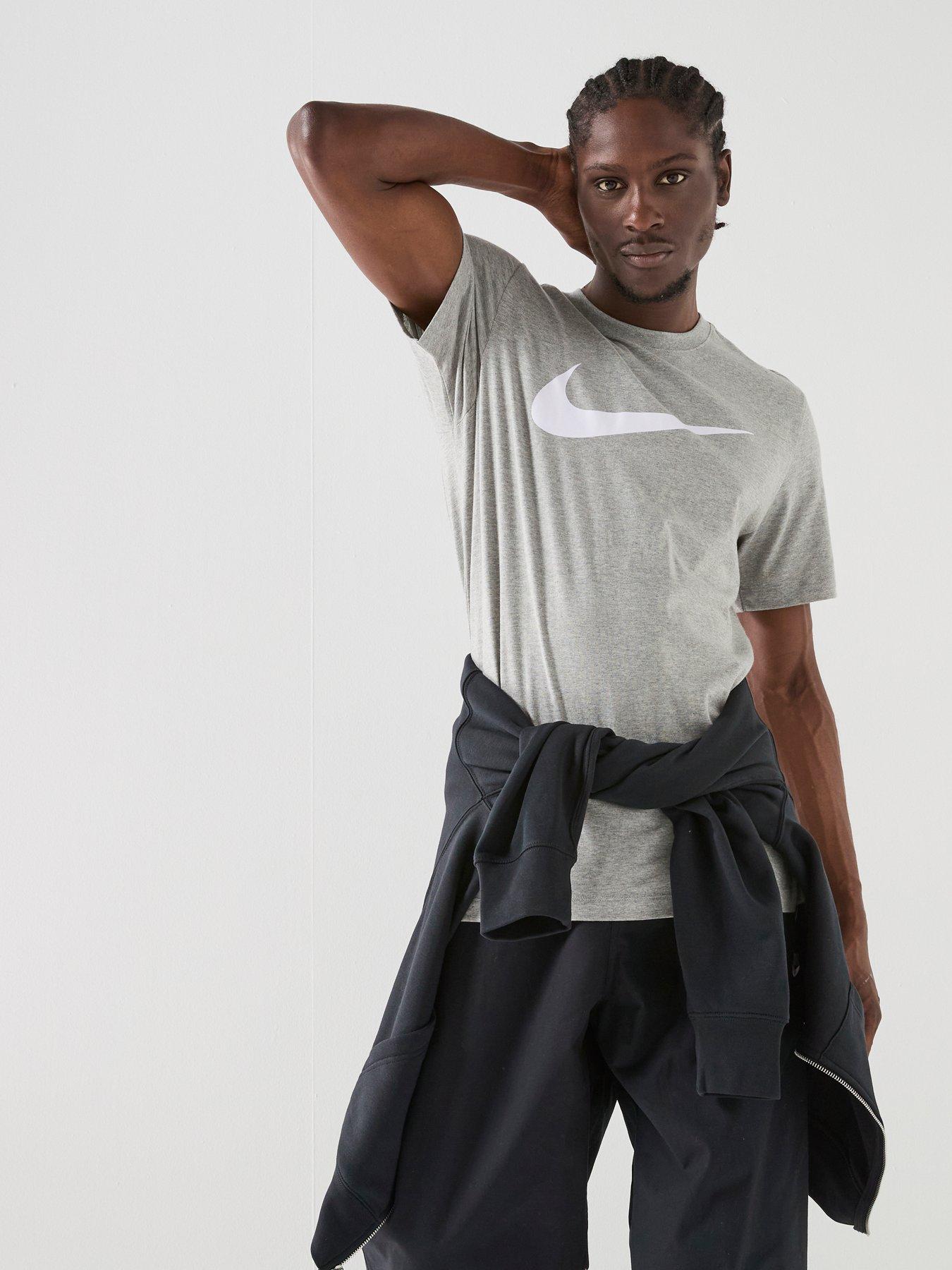 Nike Mens Sportswear Icon Swoosh T-Shirt, Dk Grey Heather/White, Size 2Xl, Men