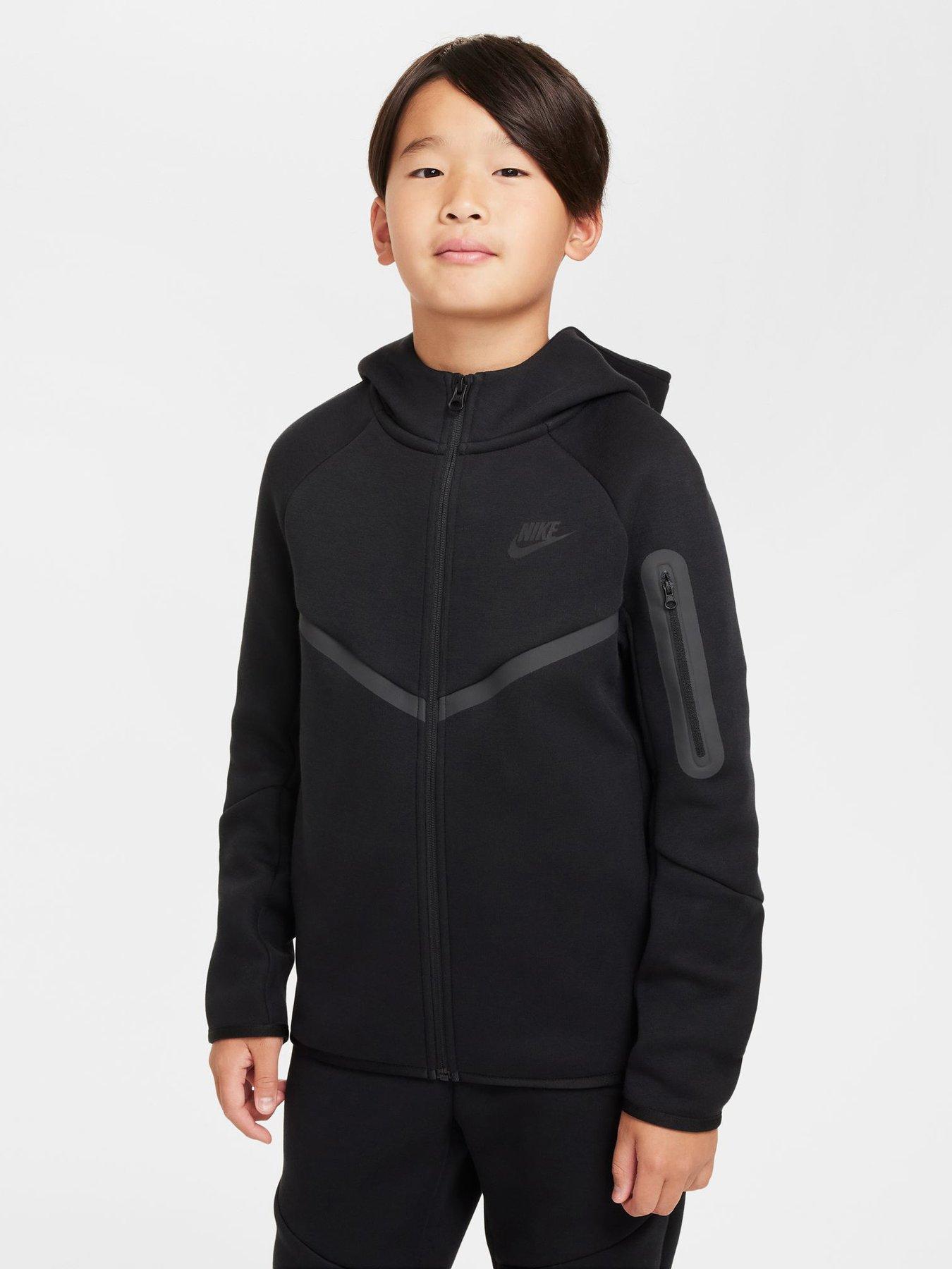 Image 1 of 6 of Nike Big Kids Tech Fleece Full Zip Hoodie - Black