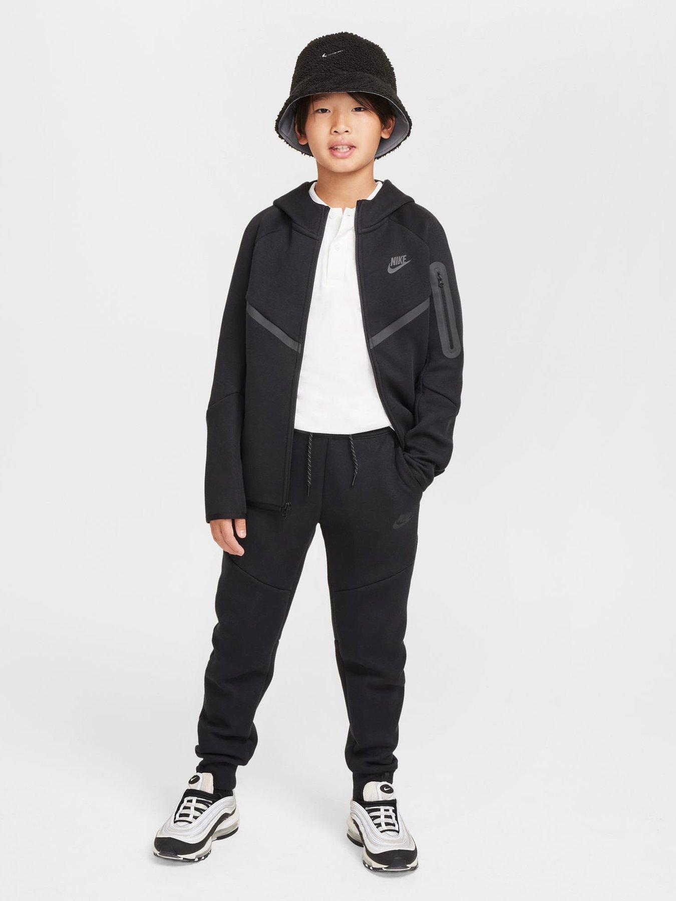 Image 3 of 6 of Nike Big Kids Tech Fleece Full Zip Hoodie - Black